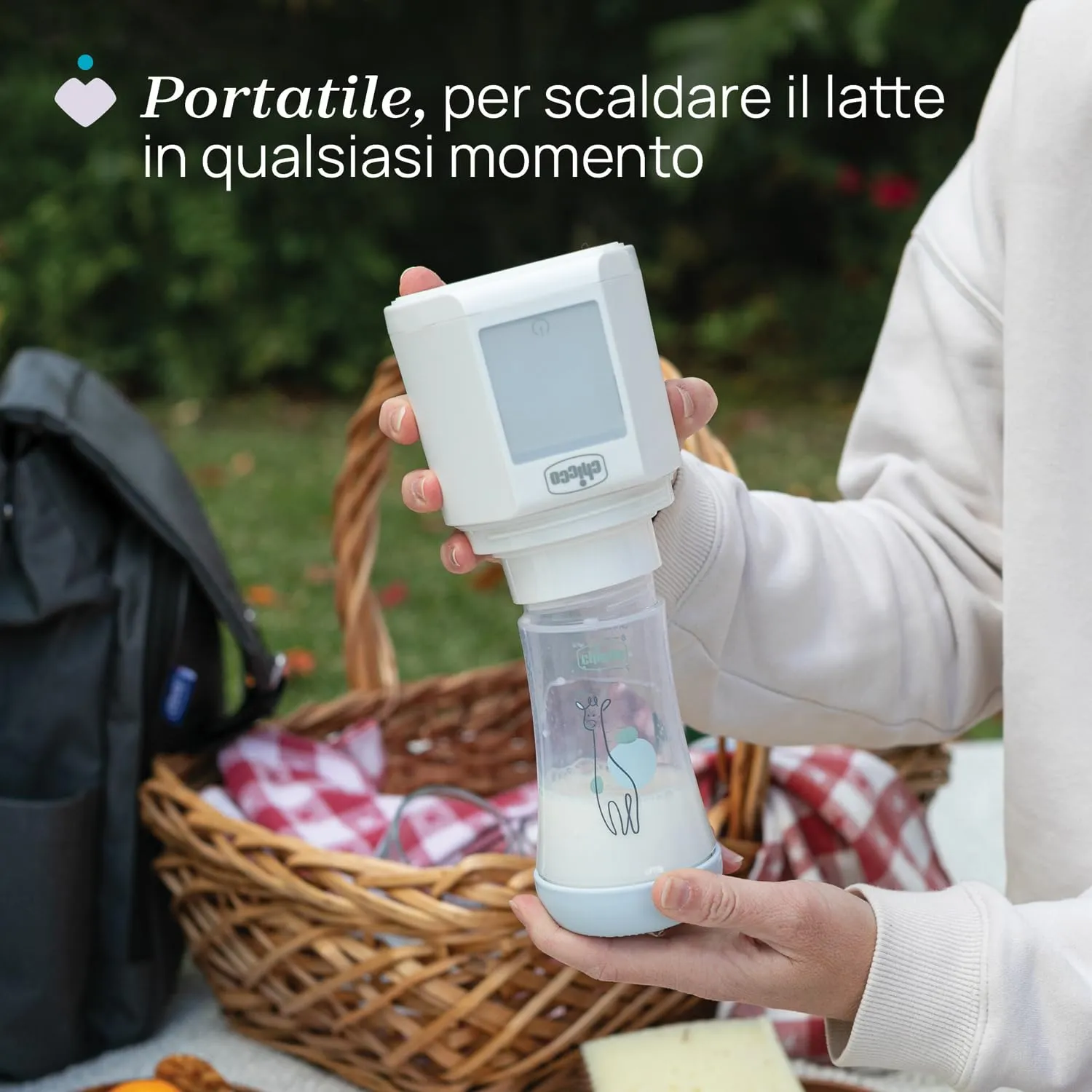 Chicco Scaldabiberon Portatile Multifunzione con Sterilizzatore, Batteria USB-C, 7 Adattatori Inclusi, Senza Fili - immagine 2