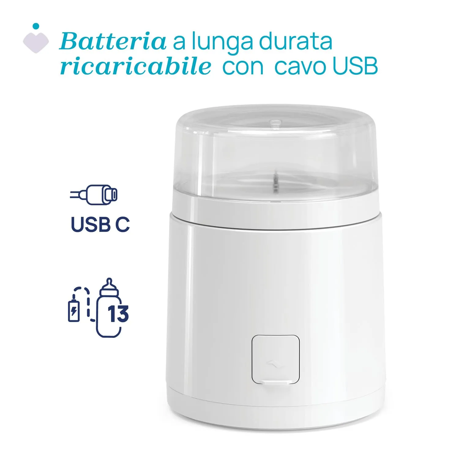 Chicco Scaldabiberon Portatile Multifunzione con Sterilizzatore, Batteria USB-C, 7 Adattatori Inclusi, Senza Fili - immagine 6