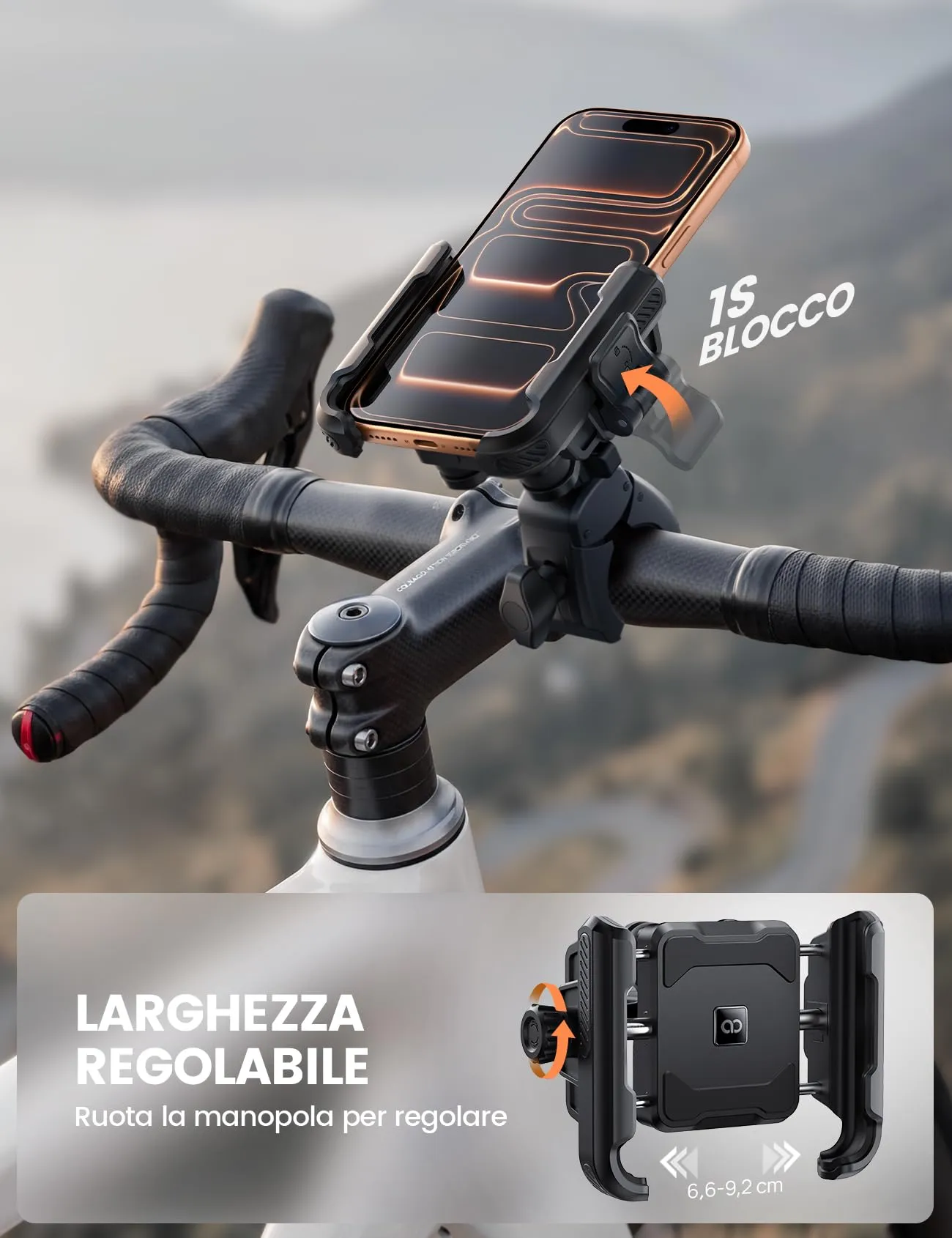 Lamicall Supporto Telefono Moto e Bici Antivibrazione BCSP11-EU-BK - immagine 4