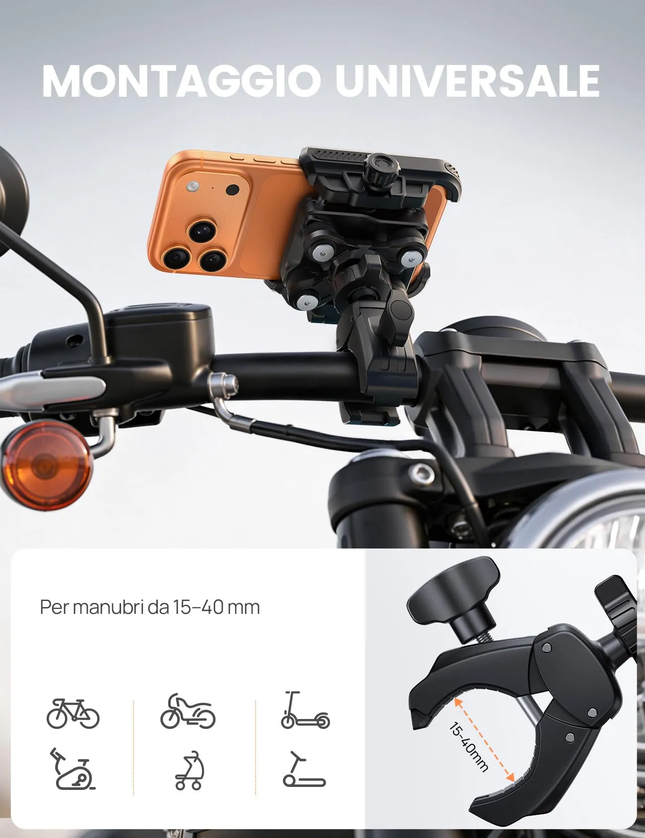 Lamicall Supporto Telefono Moto e Bici Antivibrazione BCSP11-EU-BK - immagine 6