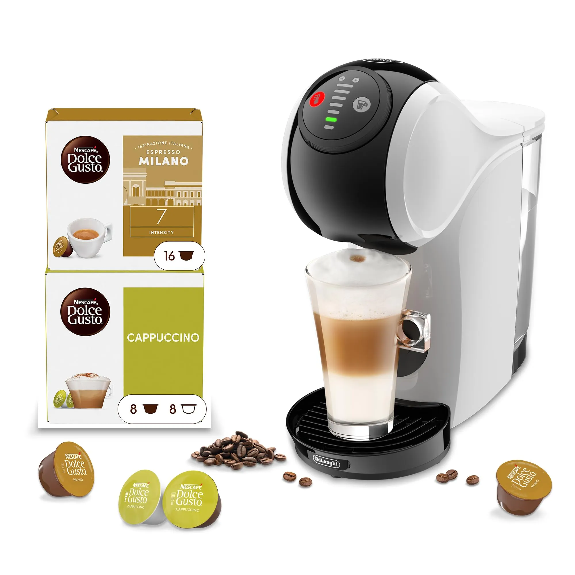 Nescafé Dolce Gusto Genio S De'Longhi Coffee Machine with 32 Capsules (Cappuccino and Espresso Milano) - immagine 1