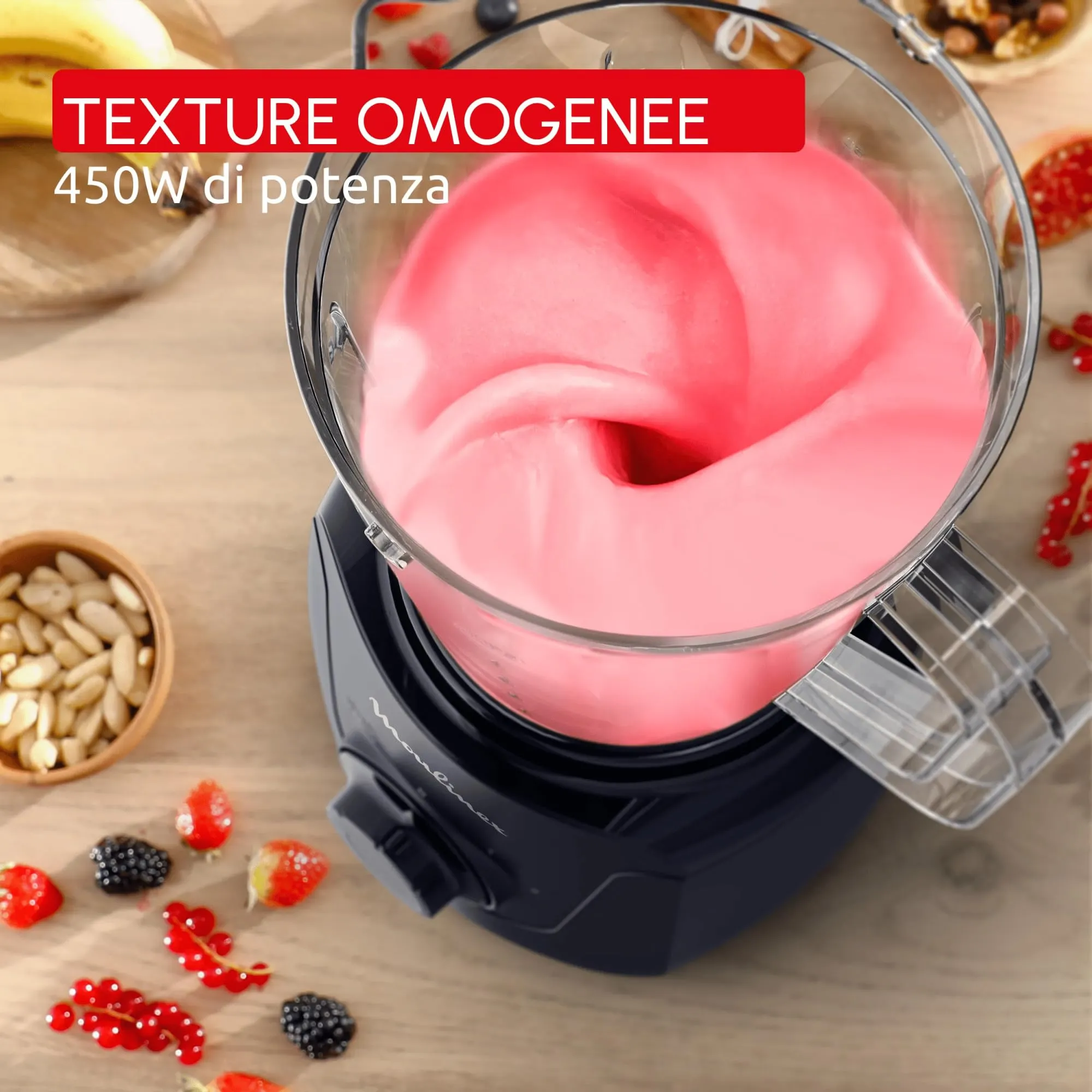 Moulinex Blendforce Essential Frullatore Multifunzione, 450 W, 1.85 L, Black Knight, LM4118 - immagine 2