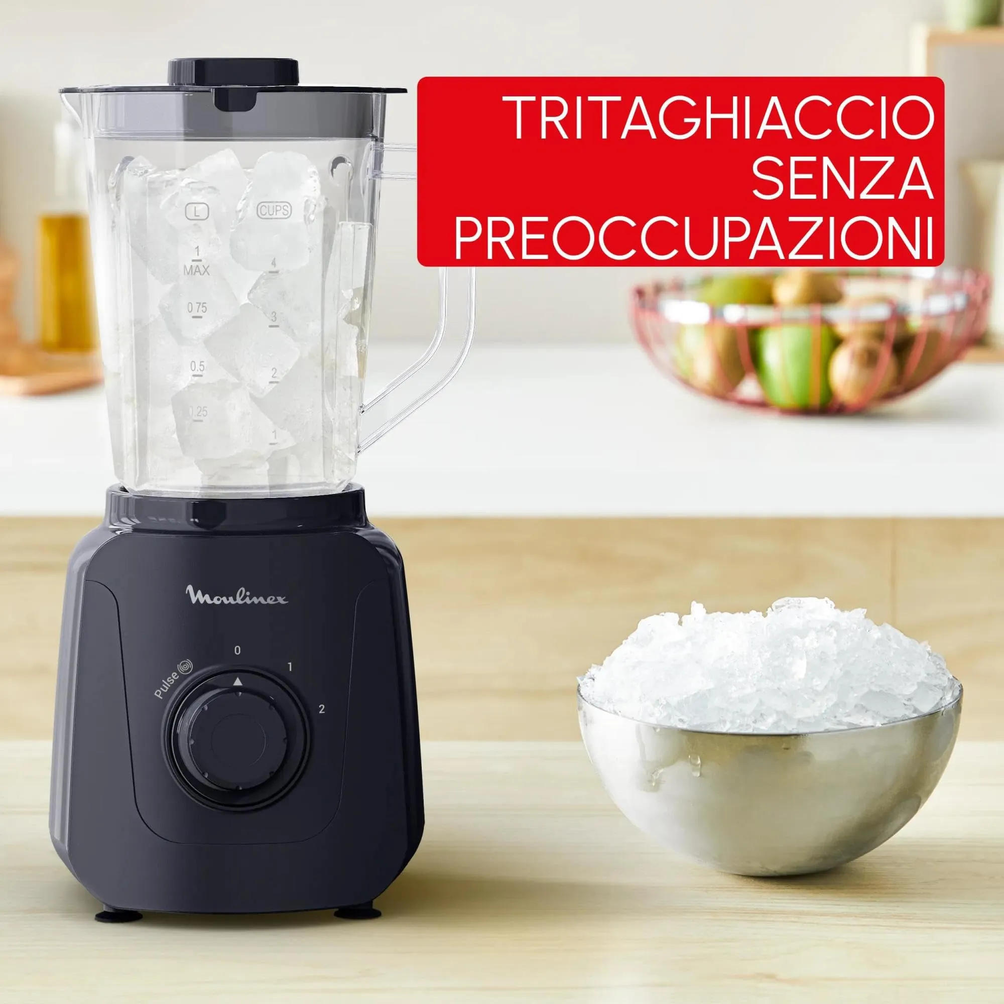 Moulinex Blendforce Essential Frullatore Multifunzione, 450 W, 1.85 L, Black Knight, LM4118 - immagine 4