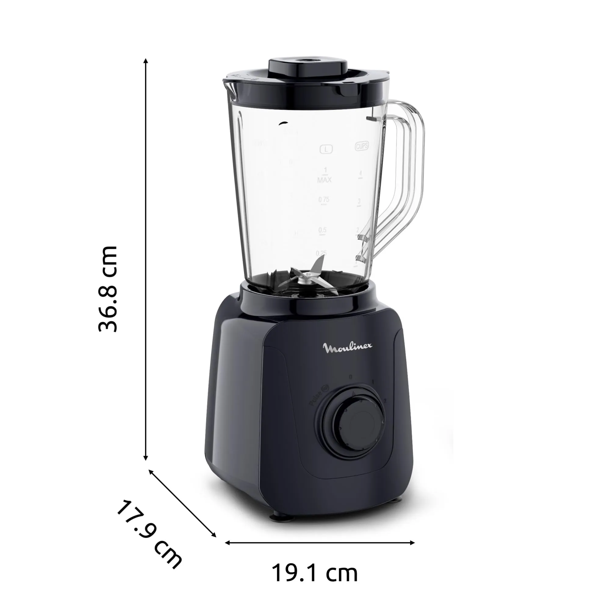Moulinex Blendforce Essential Frullatore Multifunzione, 450 W, 1.85 L, Black Knight, LM4118 - immagine 7