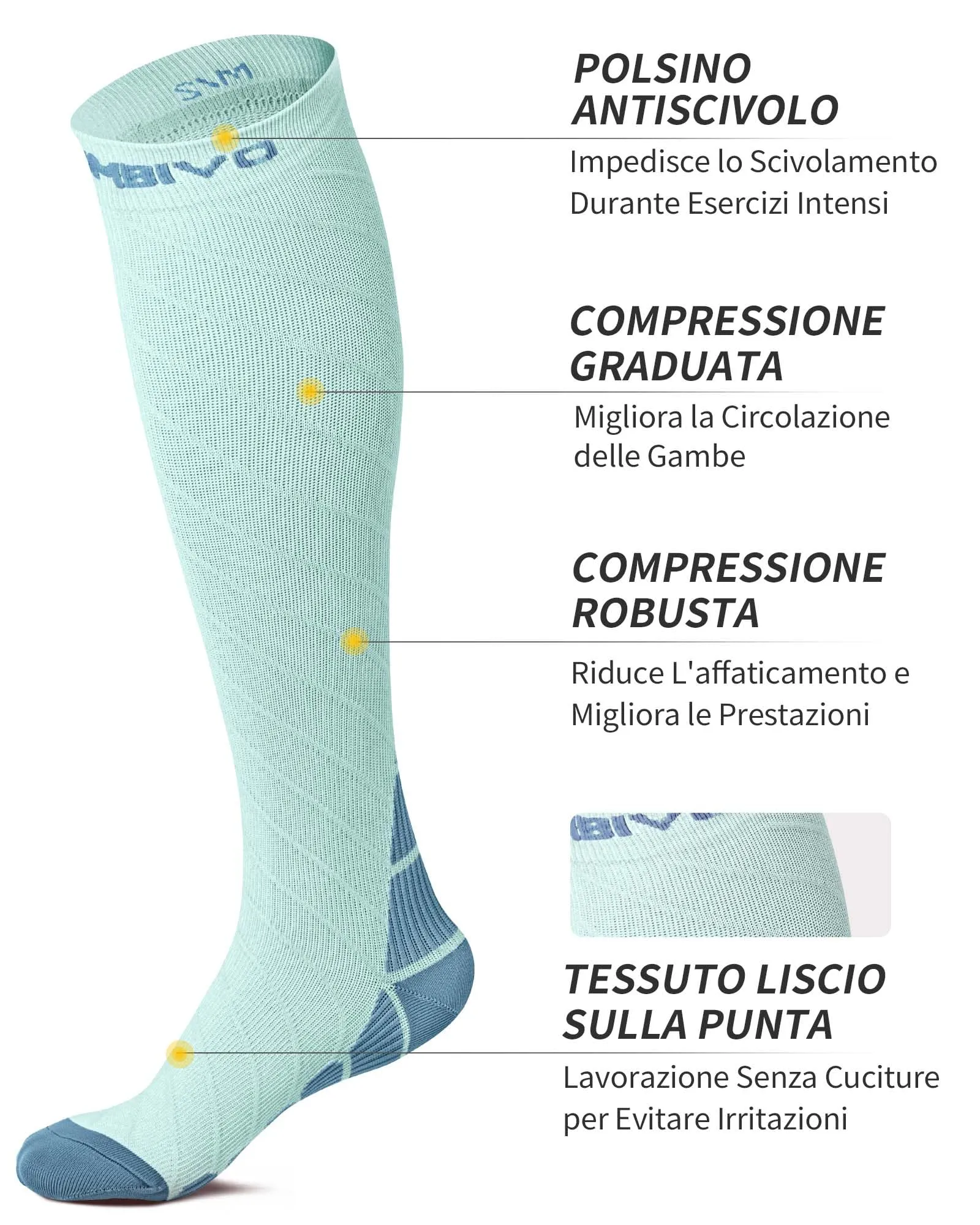CAMBIVO Calze Compressione Graduata 20-30mmHg, 2 Paia, Donna e Uomo - immagine 3