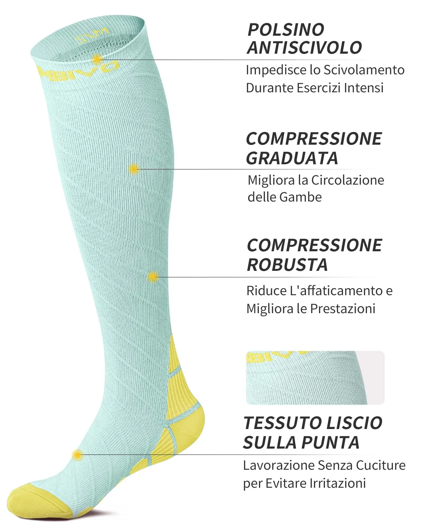 CAMBIVO Calze Compressione Graduata 20-30mmHg per Donna e Uomo, 2 Paia - immagine 3