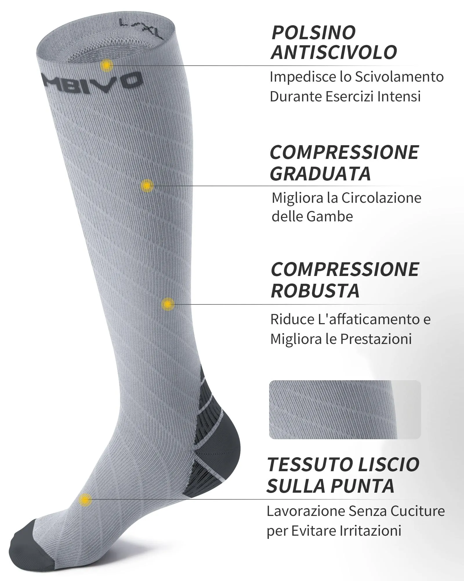 CAMBIVO Calze Compressione Graduata 20-30mmHg, 2 Paia, Donna e Uomo - immagine 3