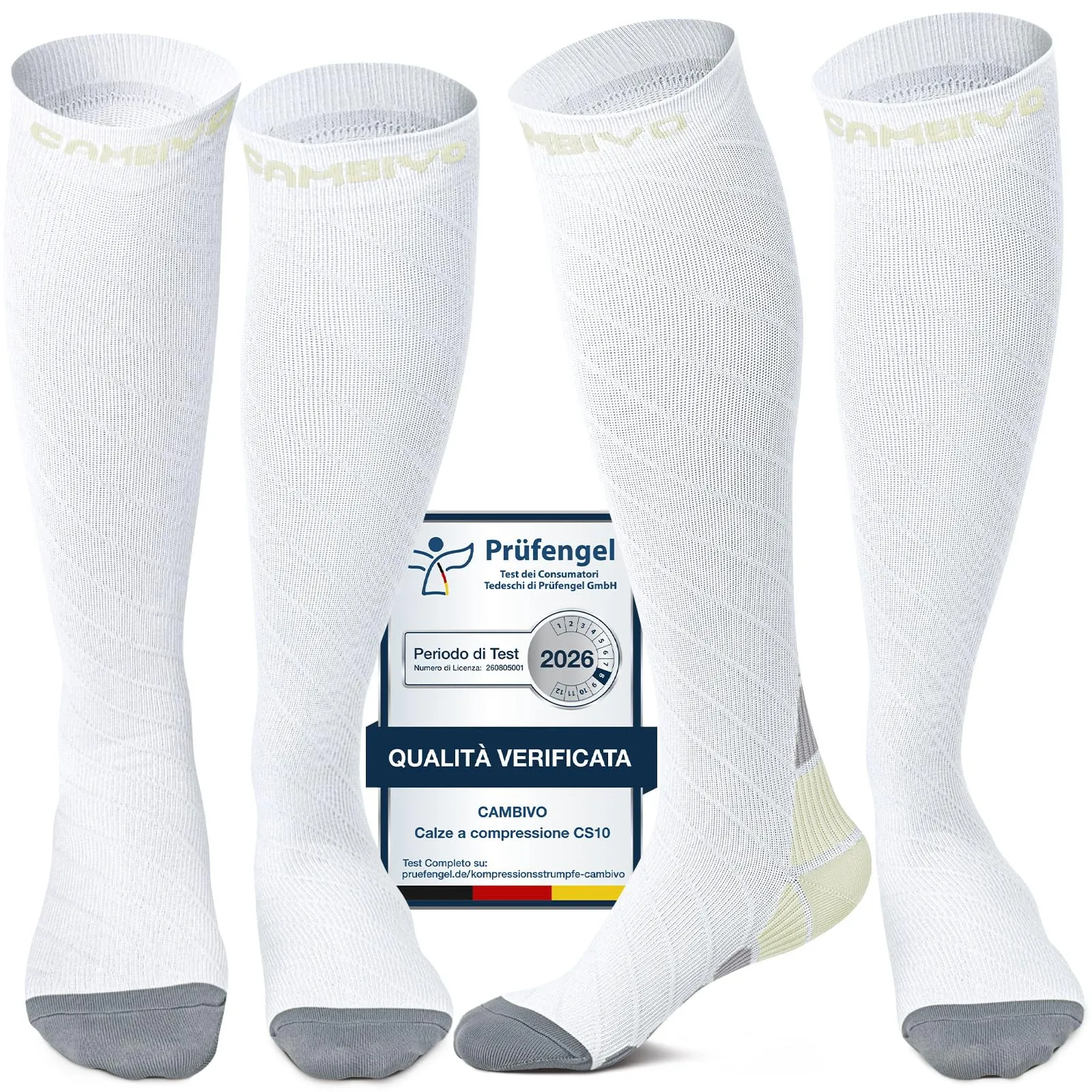 CAMBIVO Calze Compressione Graduata 20-30mmHg per Donna e Uomo, 2 Paia - immagine 1