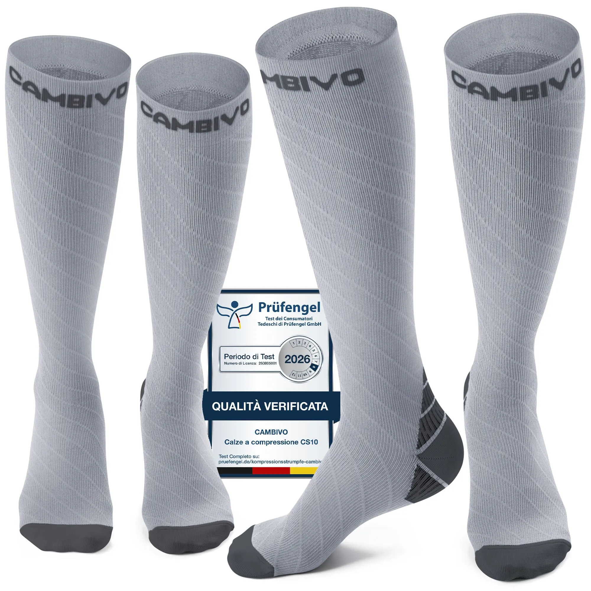 CAMBIVO Calze Compressione Graduata 20-30mmHg per Donna e Uomo, 2 Paia - immagine 1