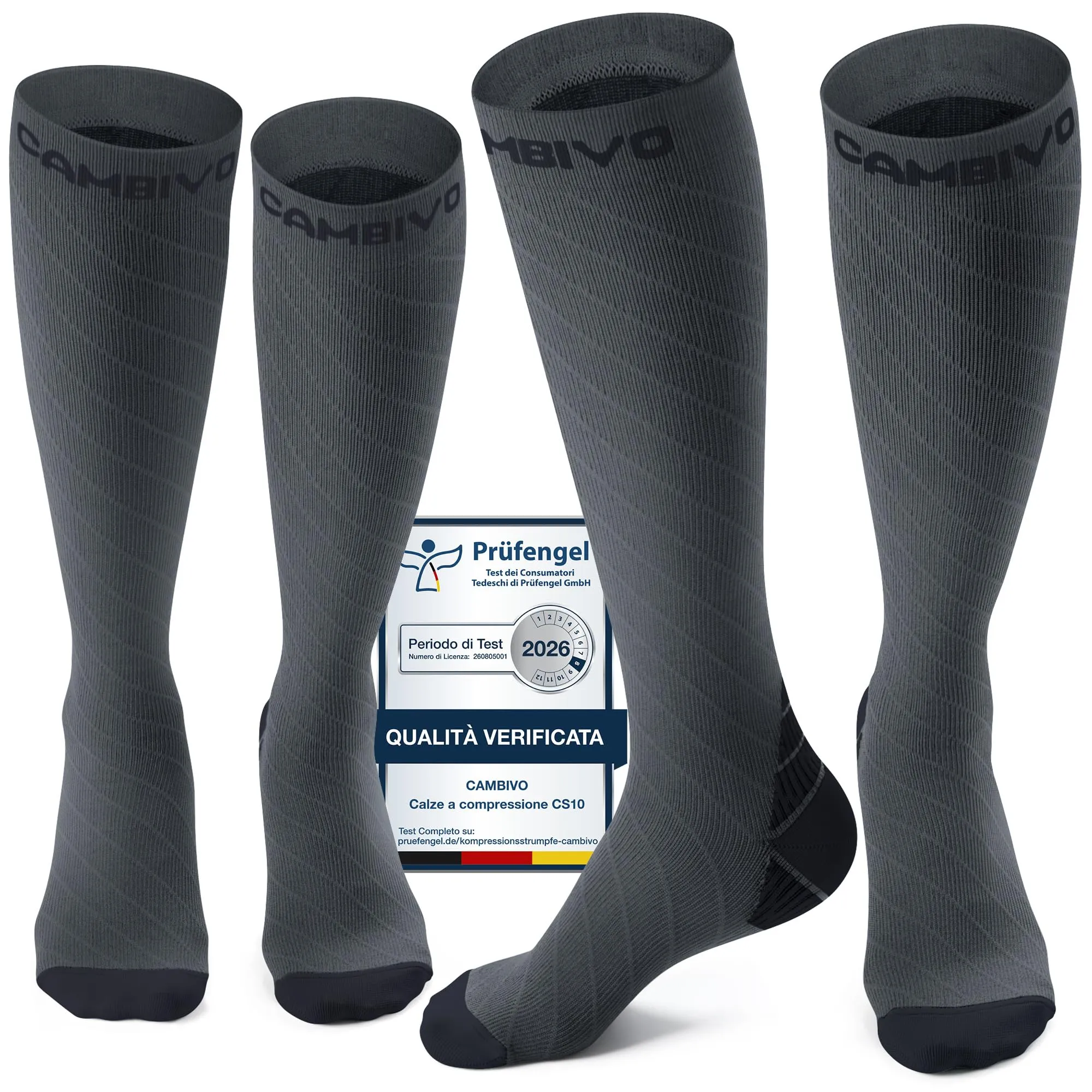 CAMBIVO Calze Compressione Graduata 20-30mmHg, 2 Paia, Donna e Uomo - immagine 1