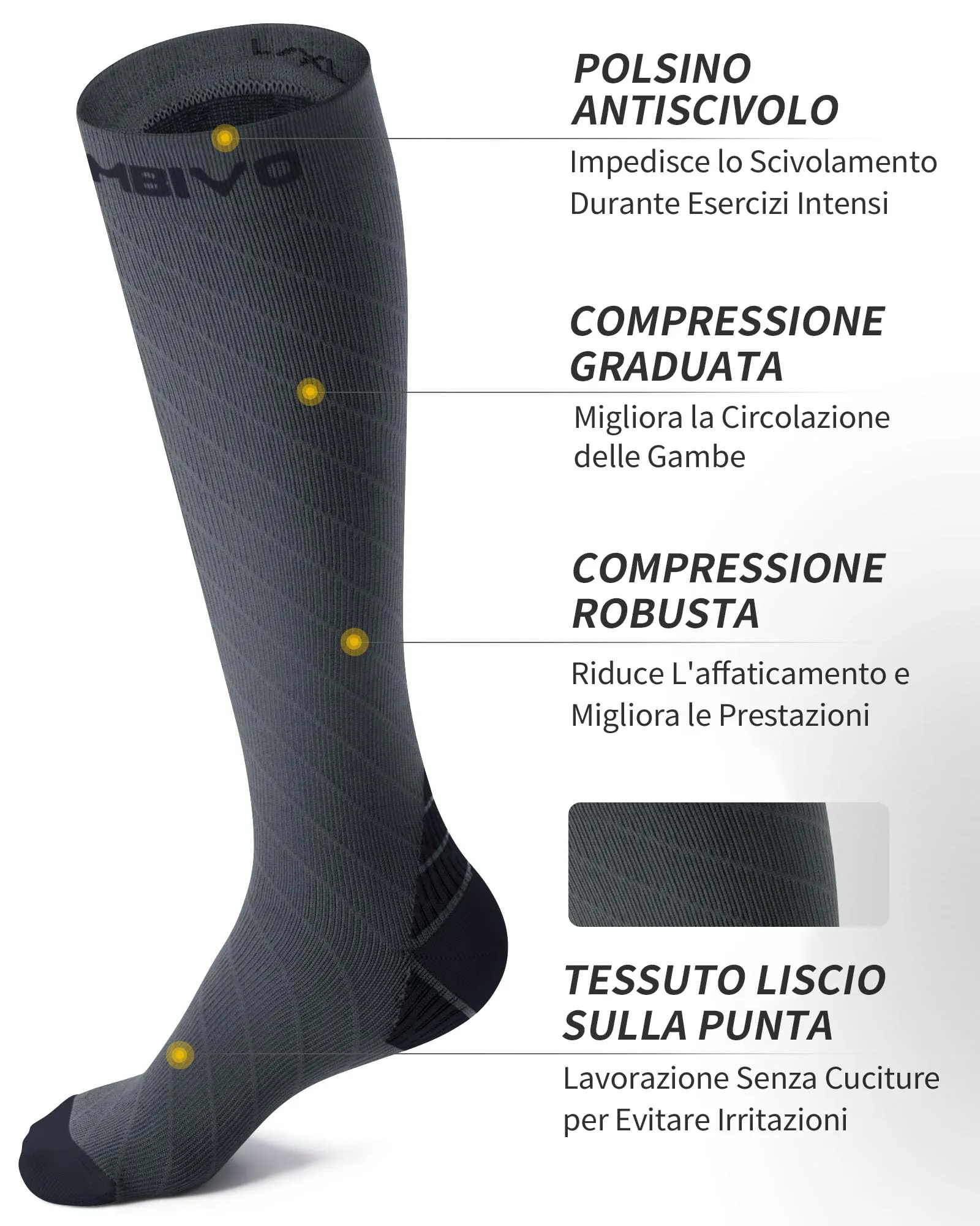 CAMBIVO Calze Compressione Graduata 20-30mmHg, 2 Paia, Donna e Uomo - immagine 3
