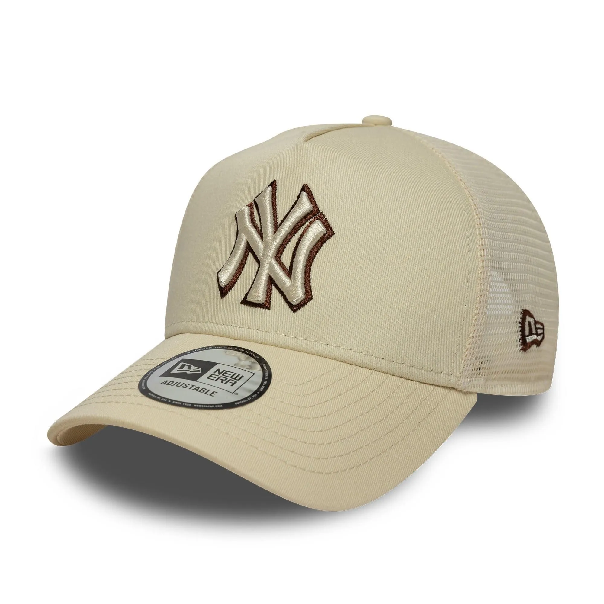 New Era New York Yankees MLB Outline E-Frame Trucker Hat - Beige - immagine 1