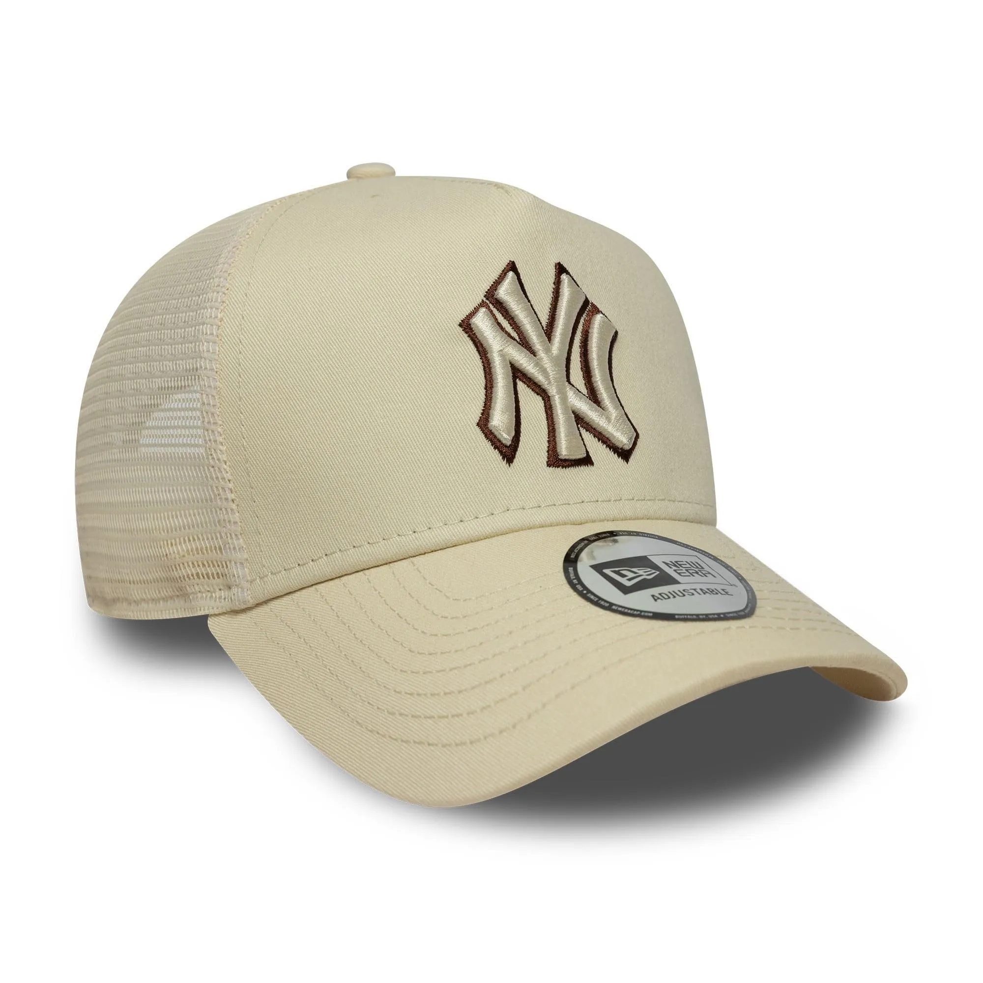 New Era New York Yankees MLB Outline E-Frame Trucker Hat - Beige - immagine 3