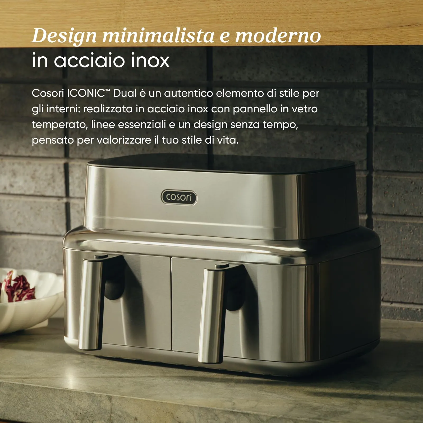 Cosori Iconic Dual Friggitrice ad Aria 8,6 Litri, Acciaio Inossidabile - immagine 4