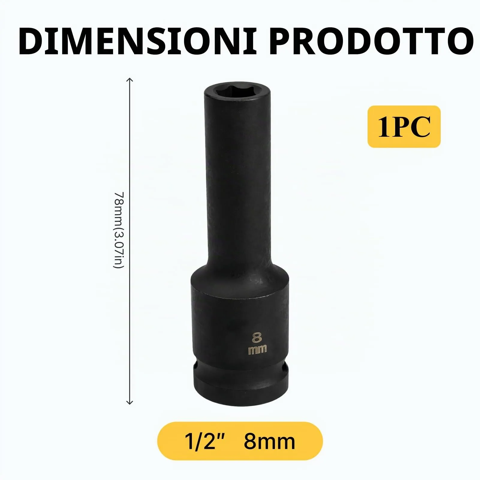 Flewdart Bussola Lunga Esagonale 1/2" 8mm in Acciaio al Cromo Molibdeno CR-MO - immagine 2