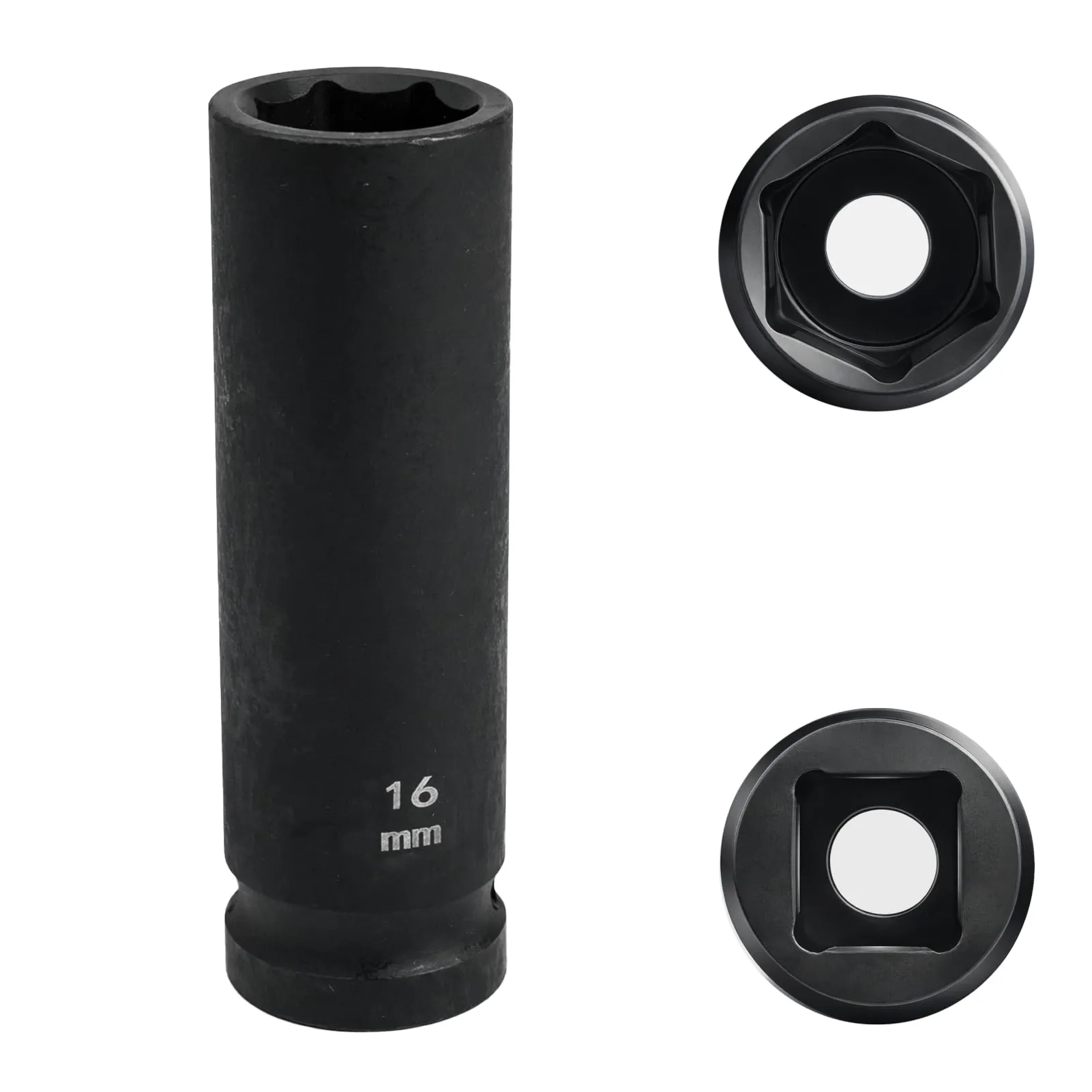Flewdart Bussola Lunga Esagonale 1/2" 16mm, Acciaio al Cromo Molibdeno CR-MO, Lunghezza 78mm - immagine 1