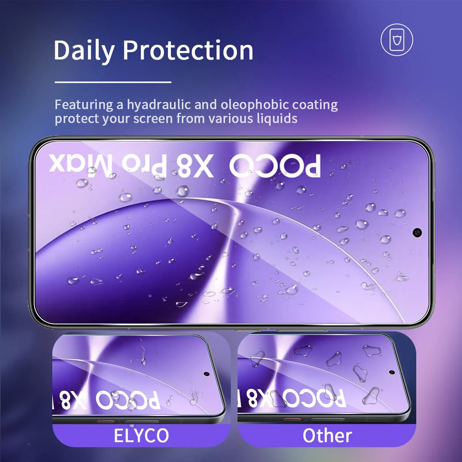 ELYCO Vetro Temperato per Xiaomi POCO X8 Pro Max, 3+2 Pezzi - immagine 2