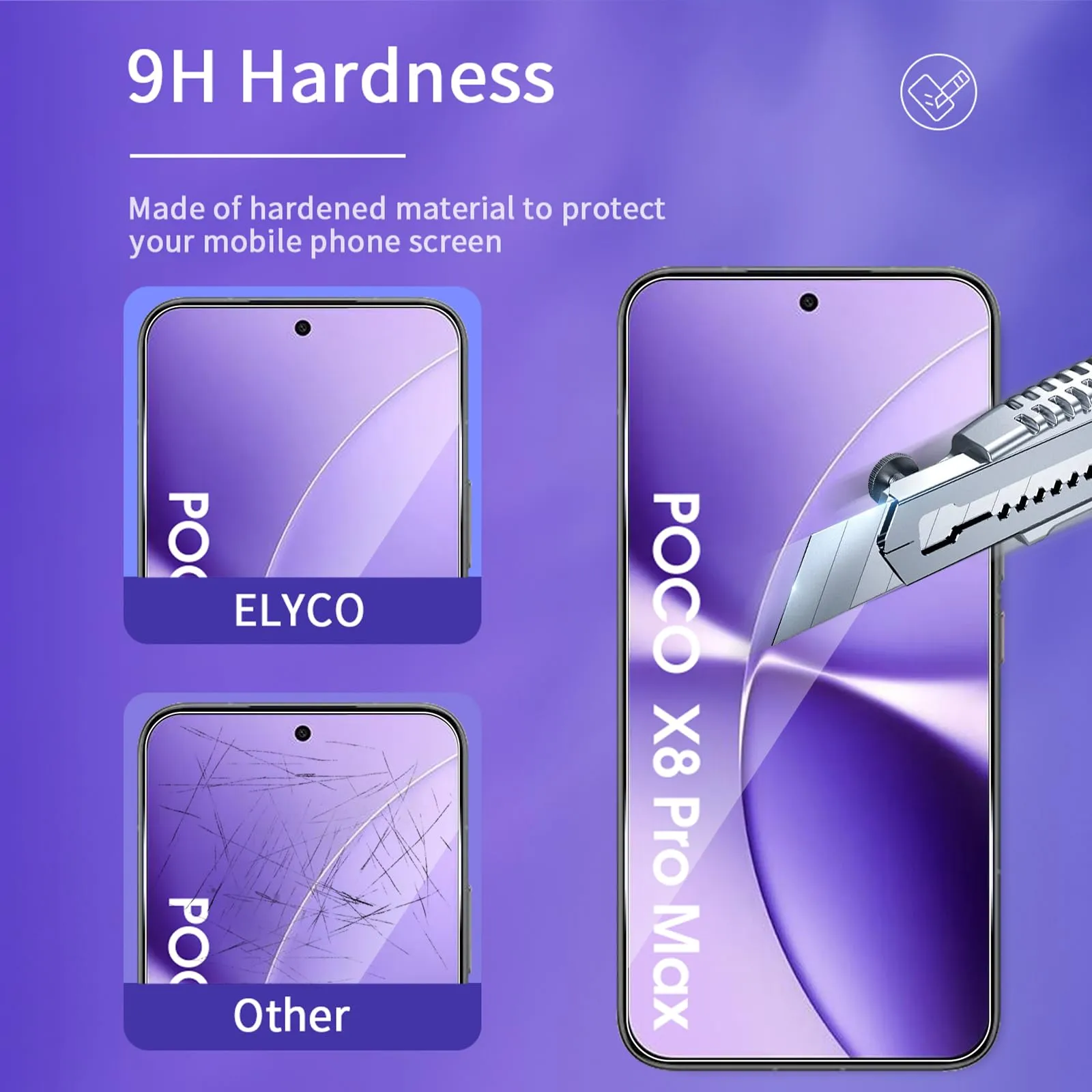 ELYCO Vetro Temperato per Xiaomi POCO X8 Pro Max, 3+2 Pezzi - immagine 3