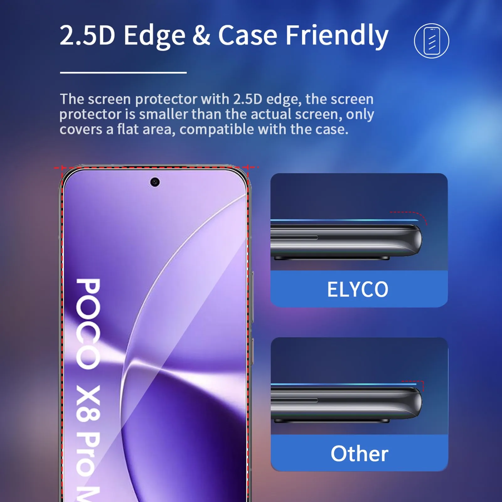 ELYCO Vetro Temperato per Xiaomi POCO X8 Pro Max, 3+2 Pezzi - immagine 5