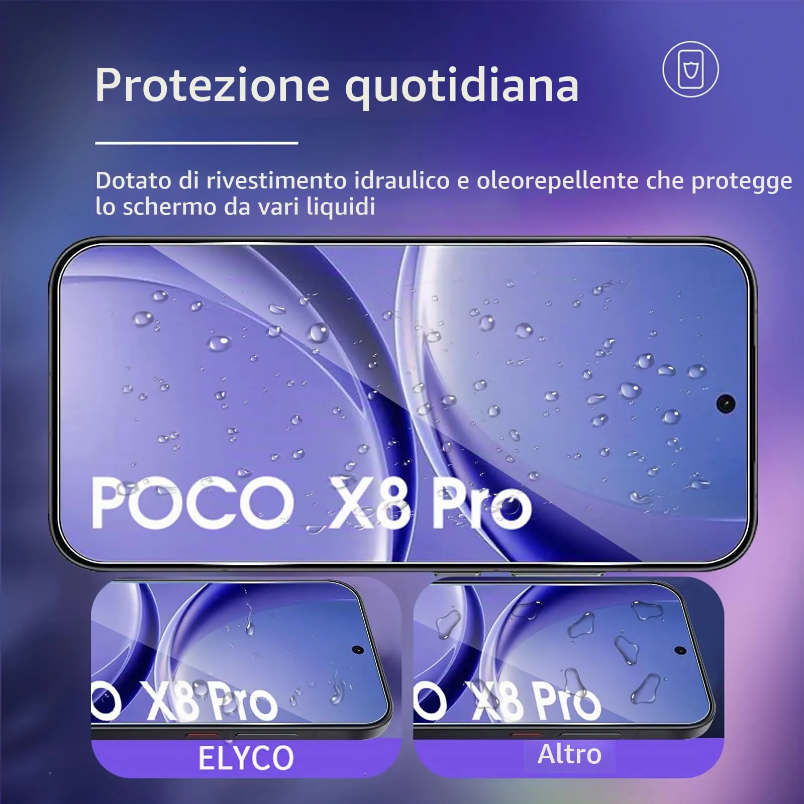 ELYCO Vetro Temperato per Xiaomi POCO X8 Pro, 3+2 Pezzi - immagine 2