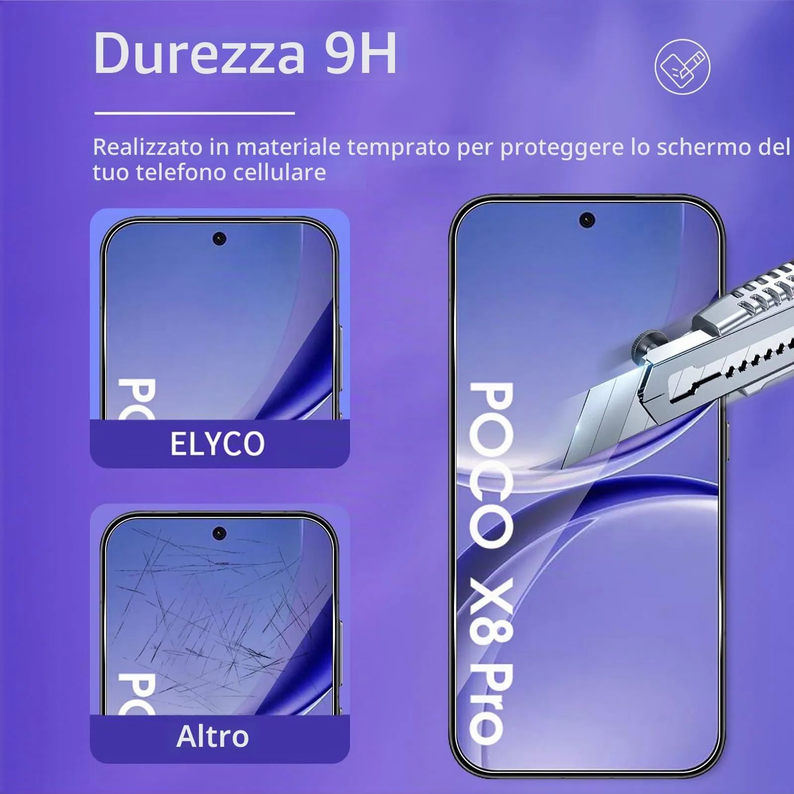 ELYCO Vetro Temperato per Xiaomi POCO X8 Pro, 3+2 Pezzi - immagine 3