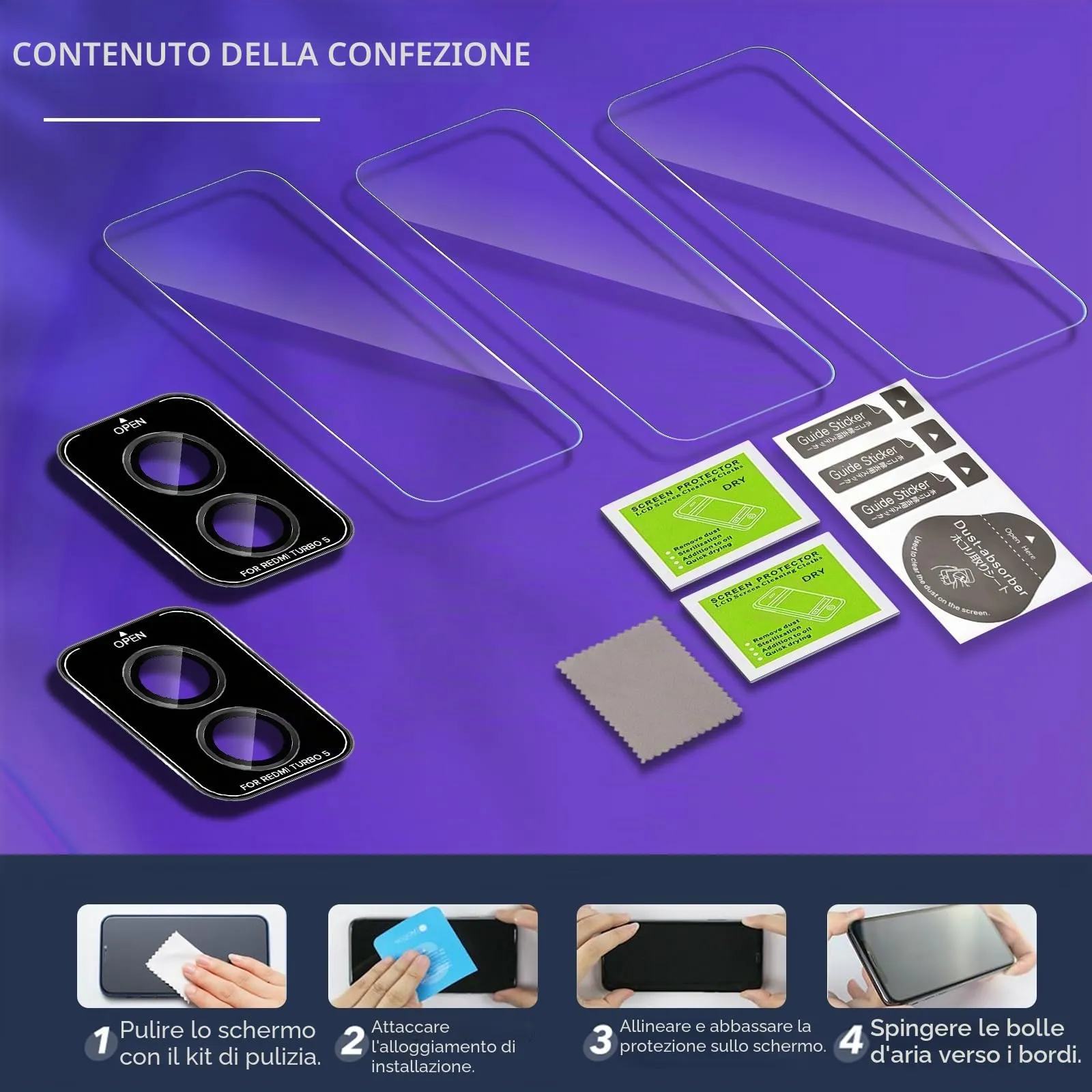 ELYCO Vetro Temperato per Xiaomi POCO X8 Pro, 3+2 Pezzi - immagine 8