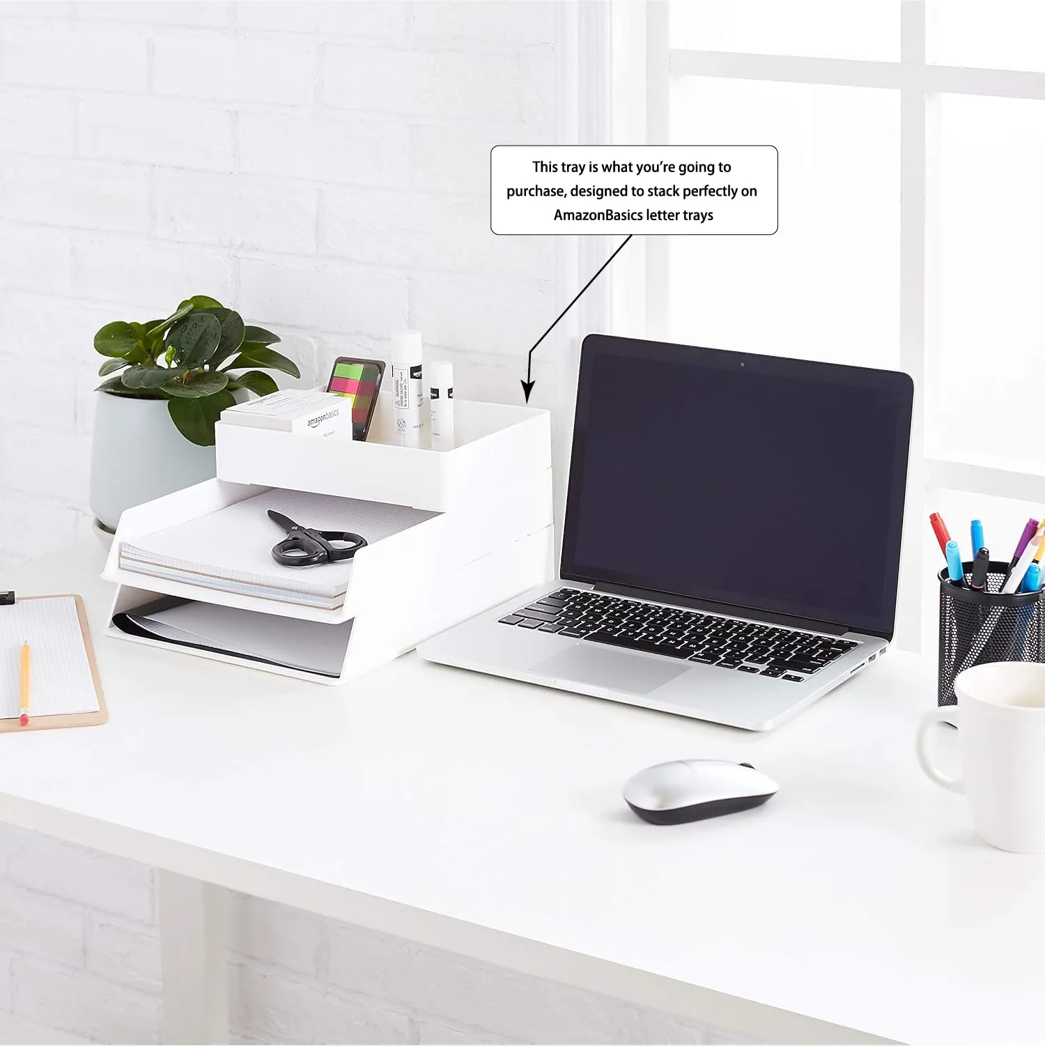 Amazon Basics Plastic Organizer Rettangolare, 24 x 17 x 5 cm, Bianco - immagine 2