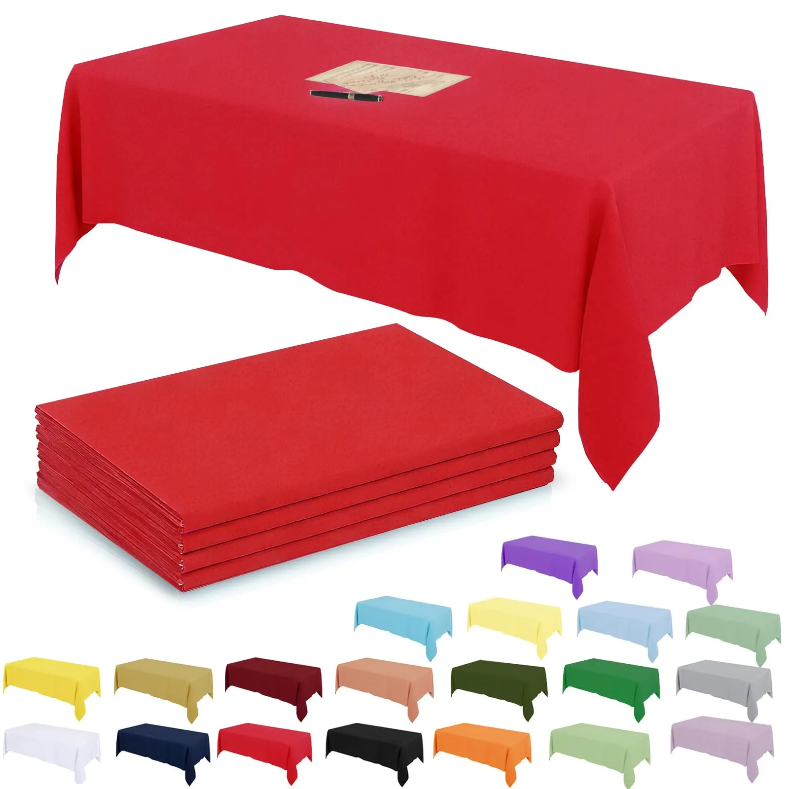 YAAVAAW Tovaglie in Plastica Rossa per Tavoli Rettangolari, 137 x 274 cm, Usa e Getta, Confezione da 4 - immagine 1