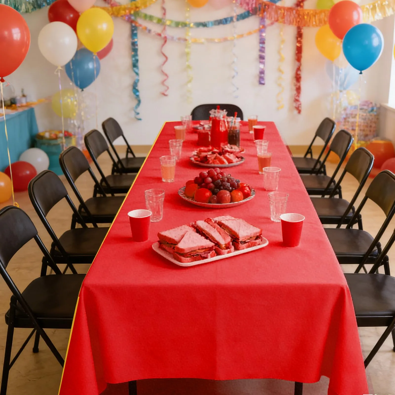 YAAVAAW Tovaglie in Plastica Rossa per Tavoli Rettangolari, 137 x 274 cm, Usa e Getta, Confezione da 4 - immagine 4