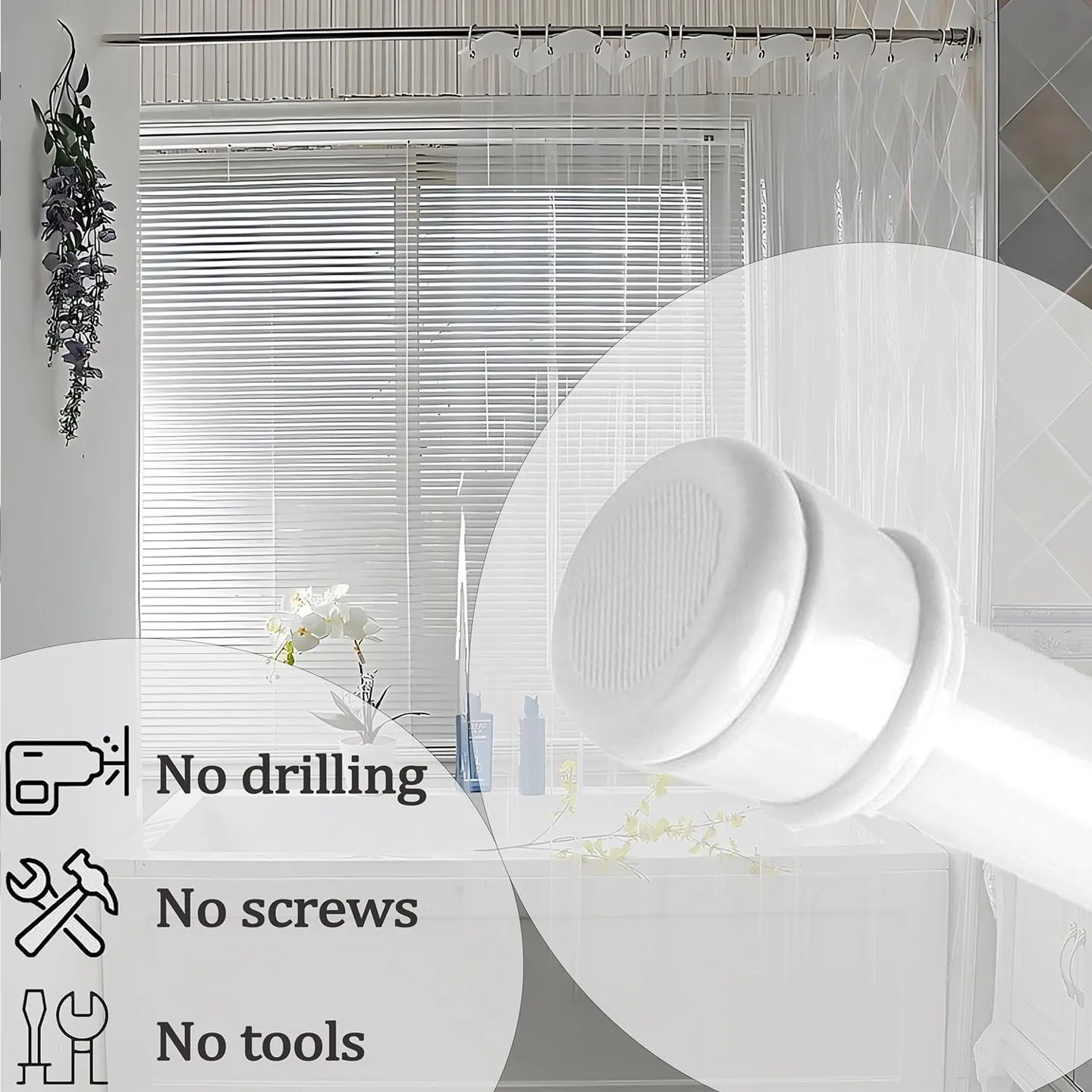 Rod&Trikin Bastone Tenda a Pressione Estensibile Bianco 190-360cm Ø32mm - immagine 4