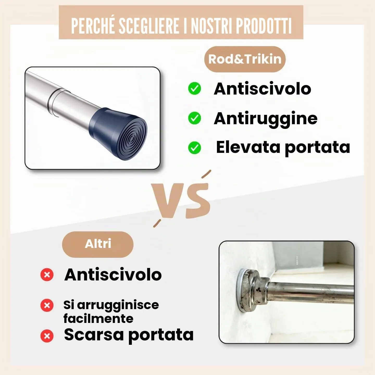 Rod&Trikin Bastone Tenda a Pressione Bianco 190-360cm Ø32mm - immagine 4