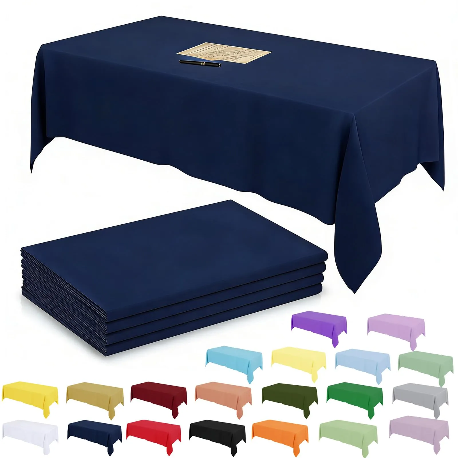 YAAVAAW Tovaglie in Plastica Blu Navy per Tavoli Rettangolari, 137 x 274 cm, Confezione da 4 Pezzi, Usa e Getta - immagine 1