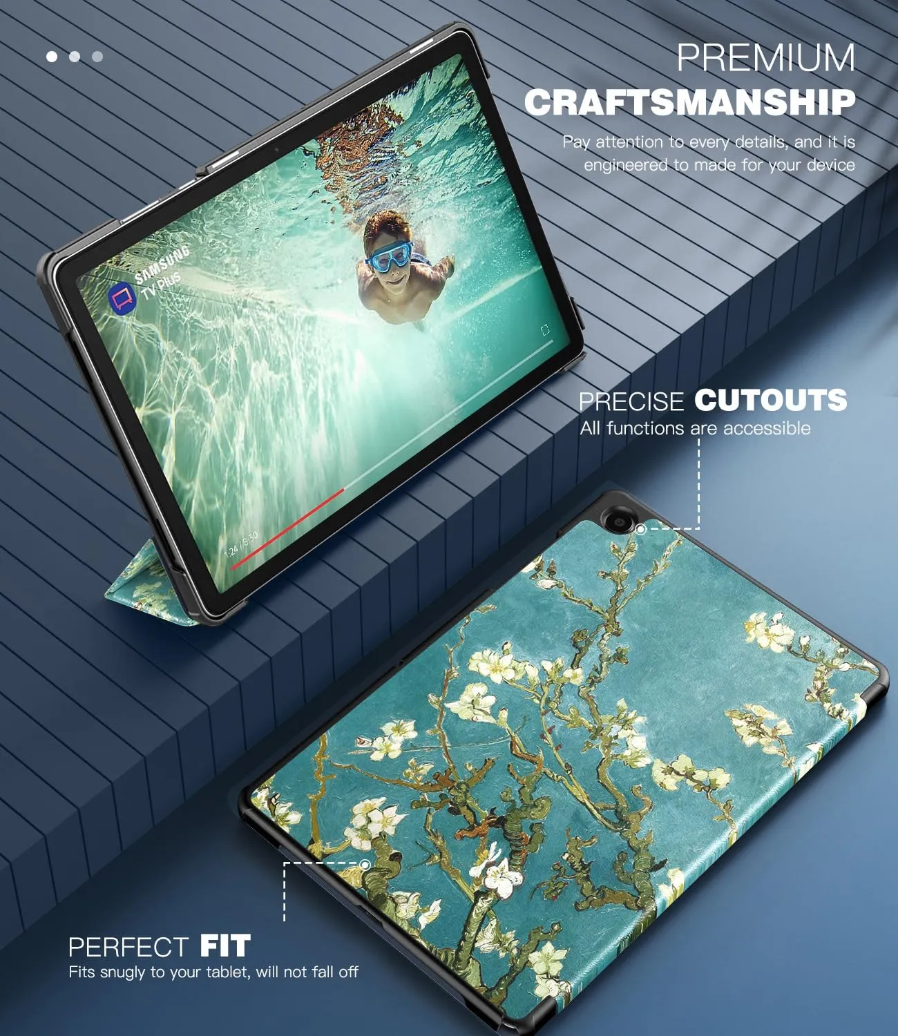 TiMOVO Cover per Samsung Galaxy Tab A11+/A9+ 11", Albicocchi in fiore - immagine 4