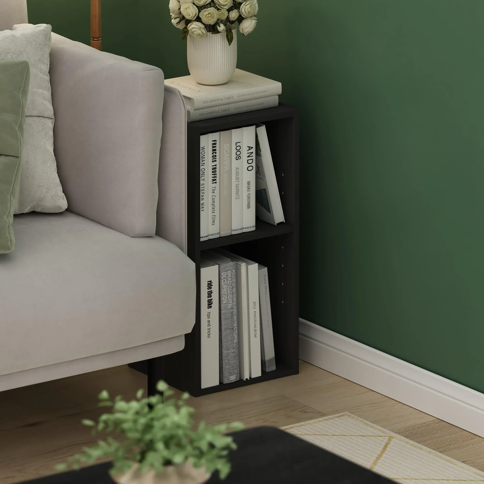 Furinno Fulda Libreria salvaspazio a 2 ripiani, 25 cm, Legno Nero - immagine 2