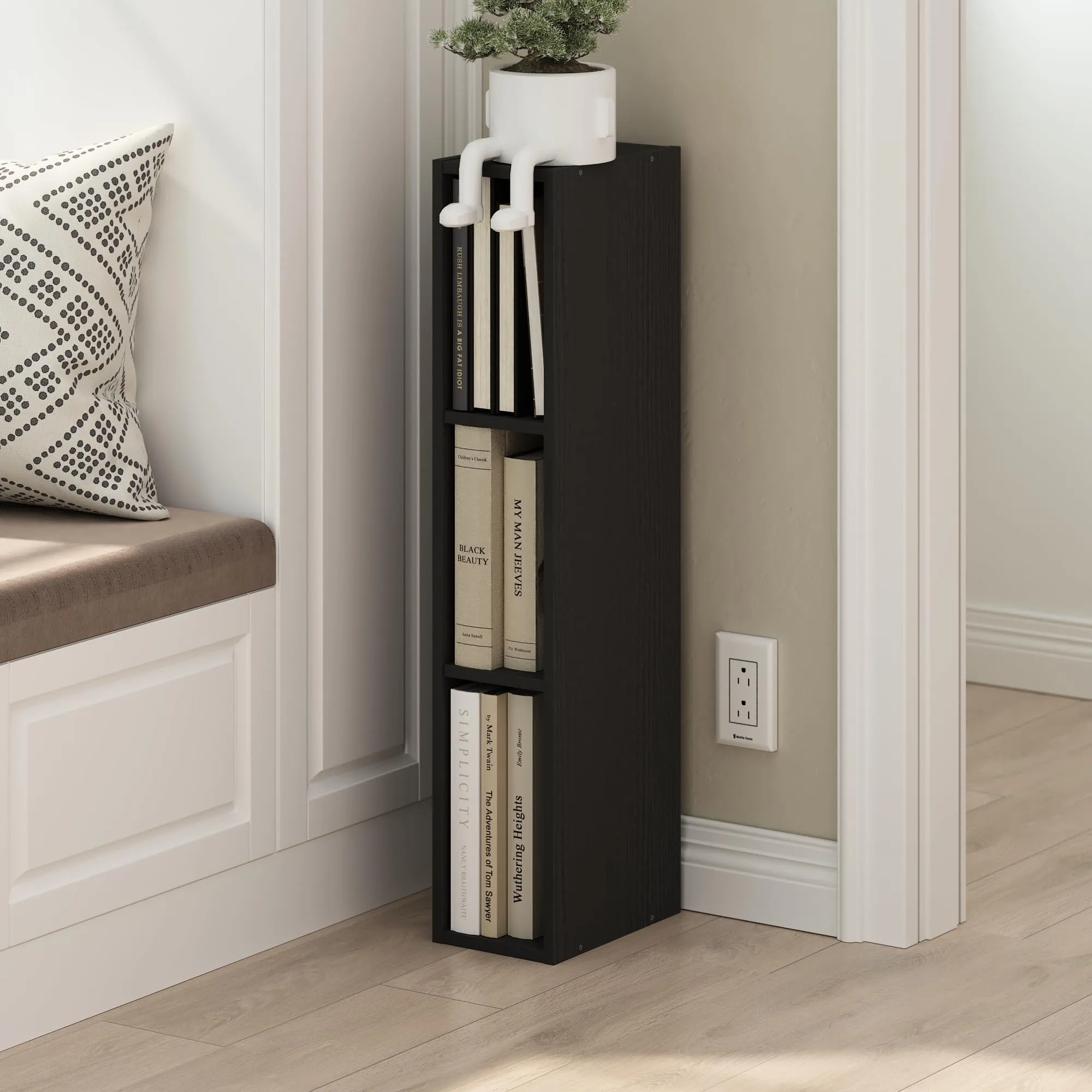 Furinno Fulda Libreria salvaspazio a 3 ripiani, 15 cm, Legno Nero - immagine 2