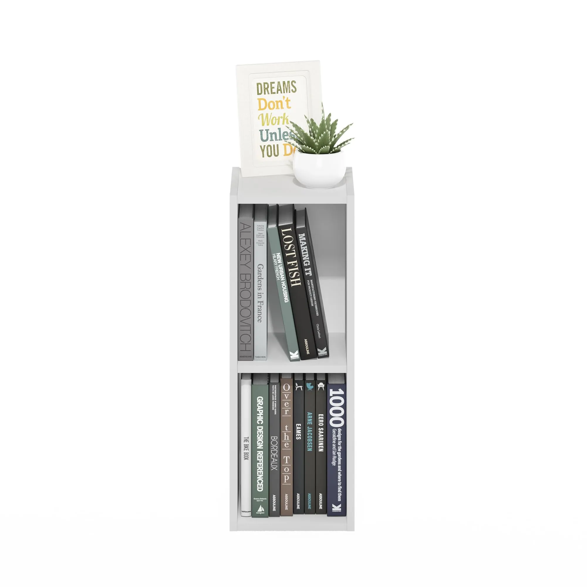 Furinno Fulda libreria salvaspazio a 2 ripiani, larghezza 20 cm, bianco - immagine 5