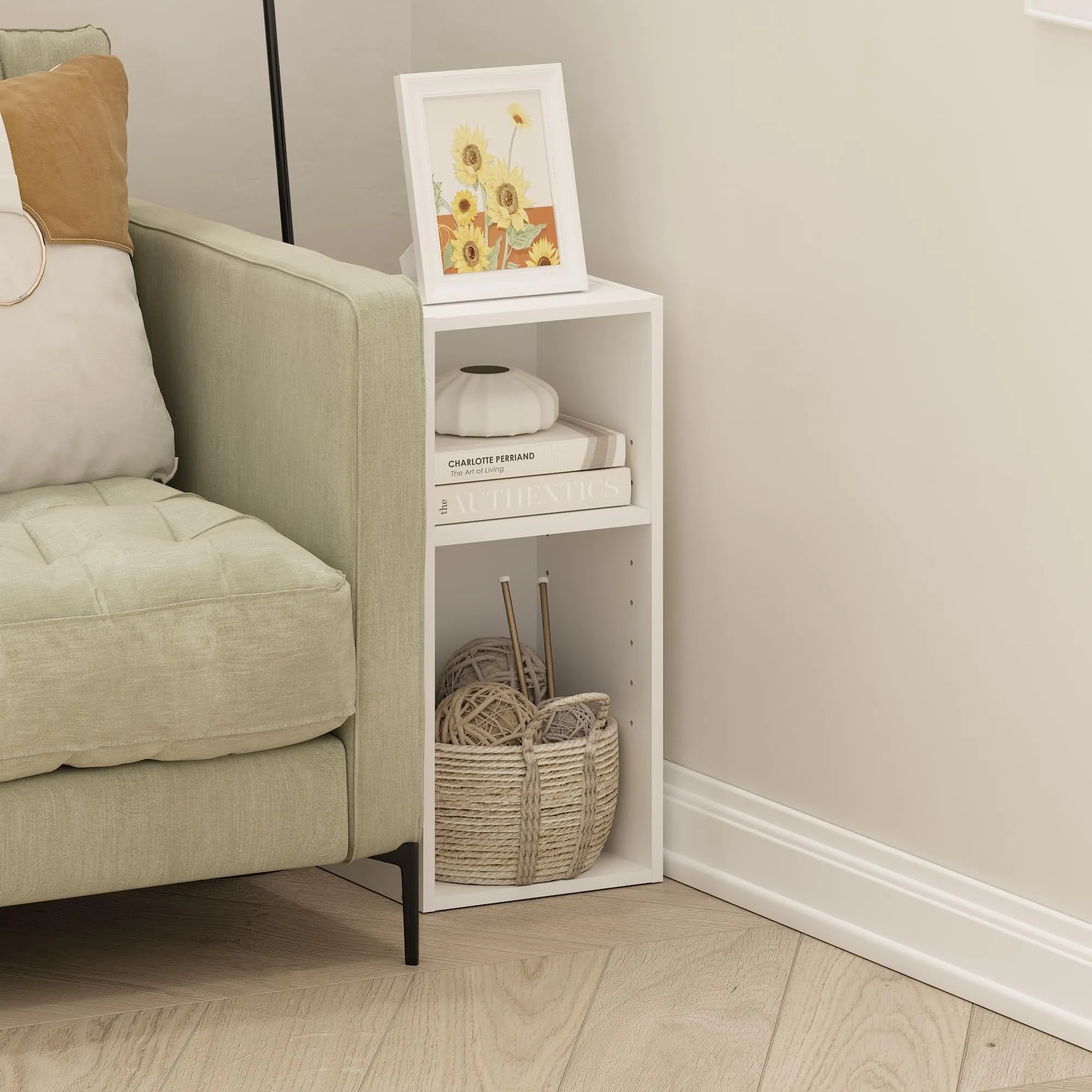 Furinno Fulda Libreria Salvaspazio a 2 Ripiani, Larghezza 25 cm, Bianco - immagine 2