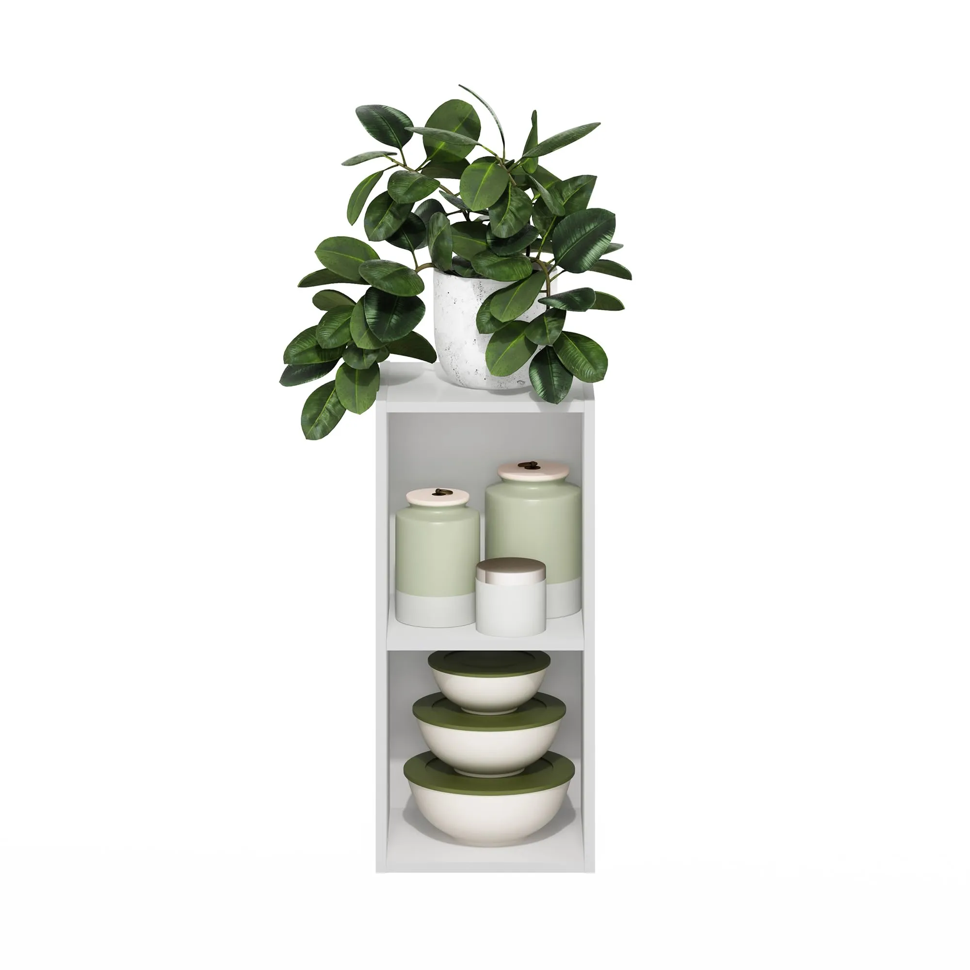 Furinno Fulda Libreria Salvaspazio a 2 Ripiani, Larghezza 25 cm, Bianco - immagine 5