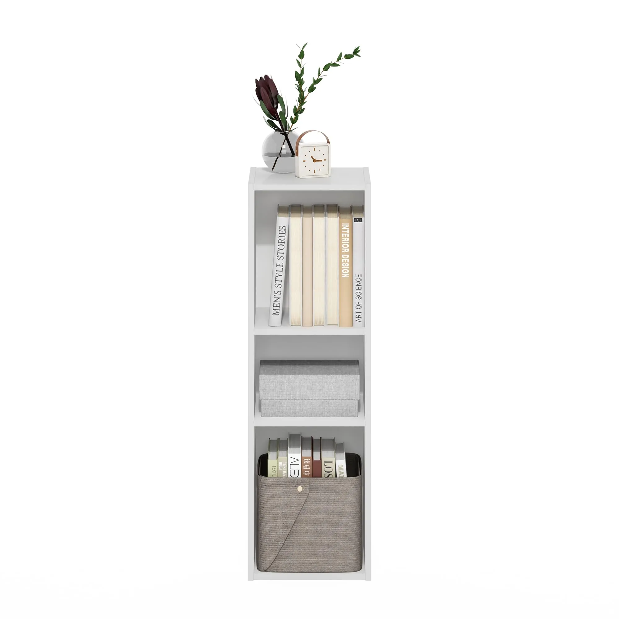 Furinno Fulda libreria salvaspazio a 3 ripiani, larghezza 25 cm, bianco - immagine 7
