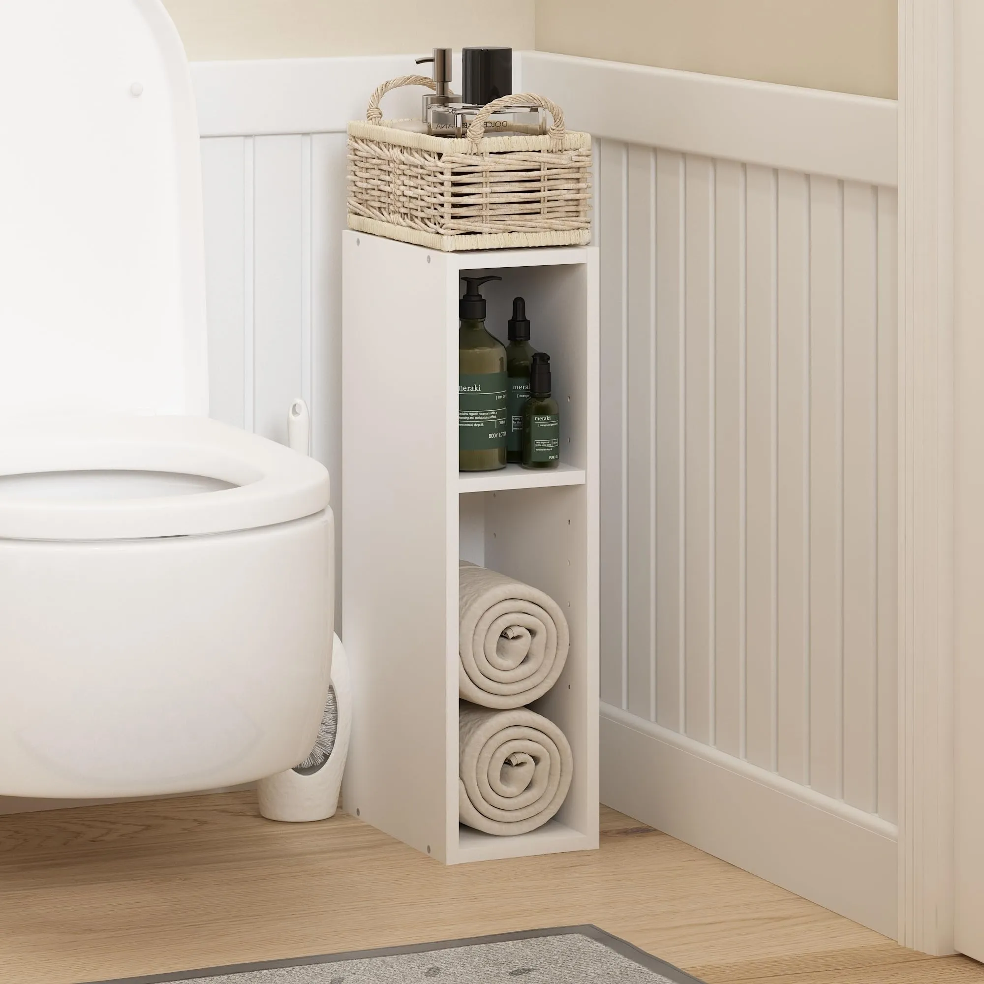 Furinno Fulda Libreria Salvaspazio a 2 Ripiani, 15 cm, Bianco - immagine 2
