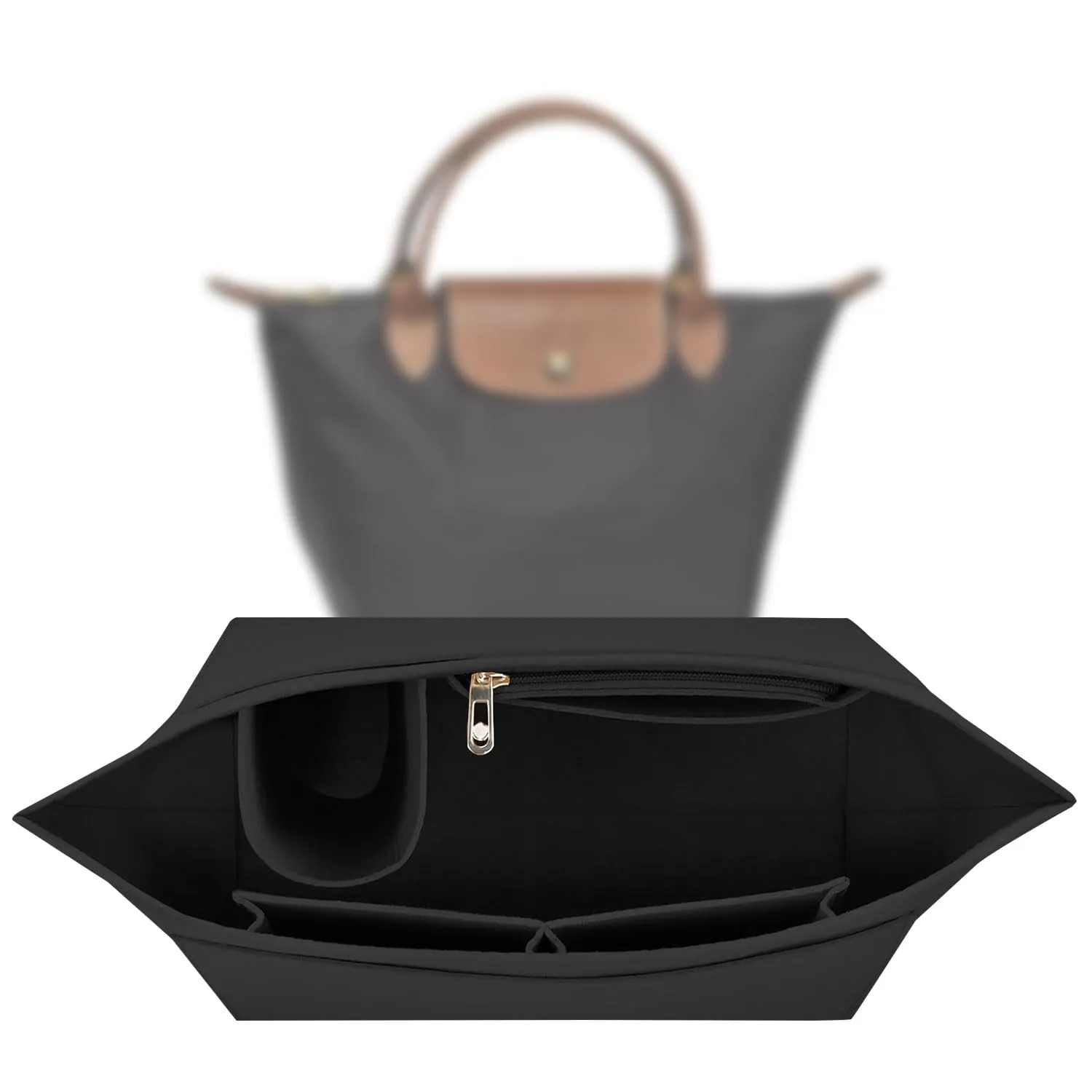 Sunshine smile Felt Organizer for Longchamp Le Pliage S, Beige - immagine 1