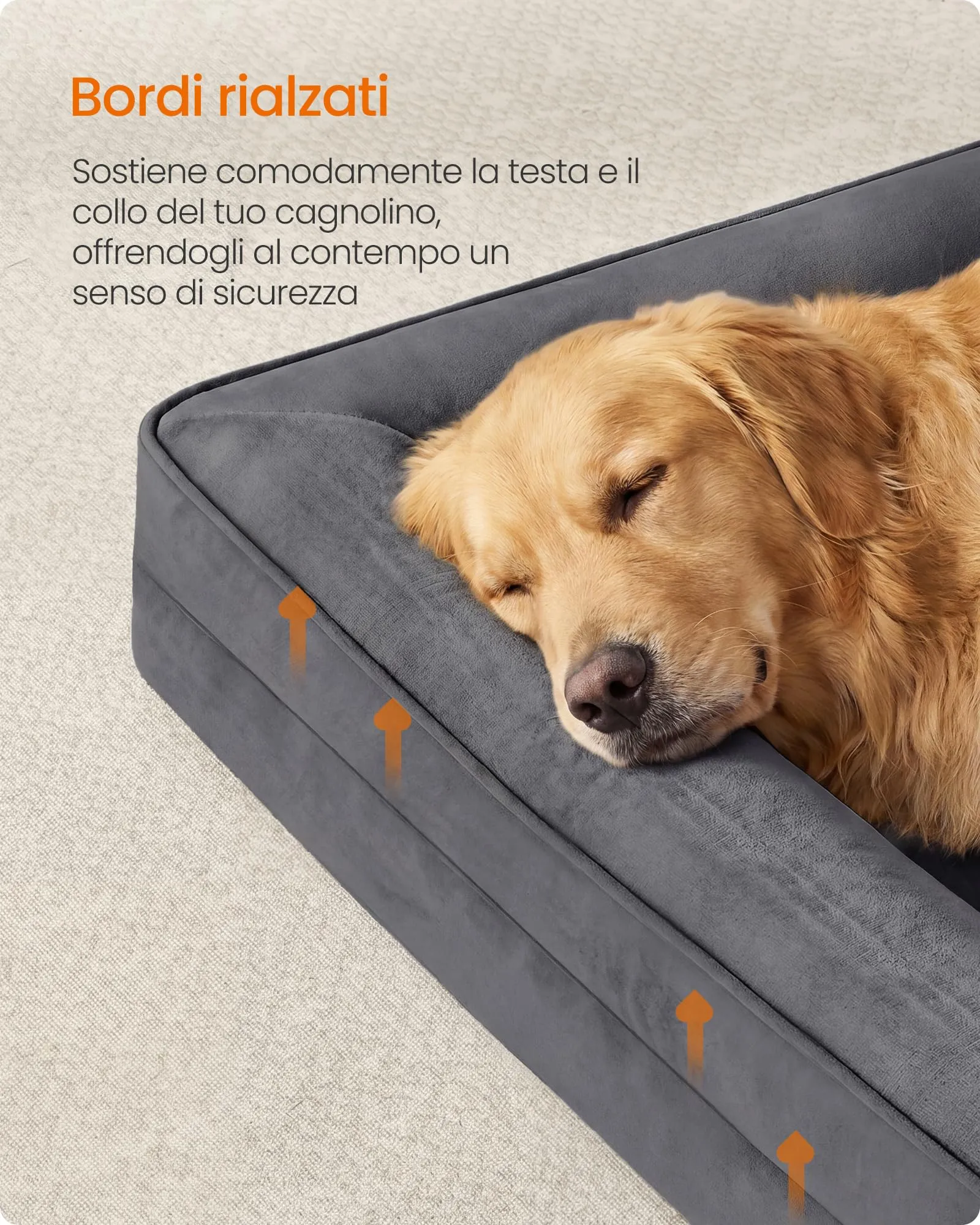 Feandrea Cuccia Ortopedica per Cani in Flanella, 112 x 81 x 17 cm - immagine 4