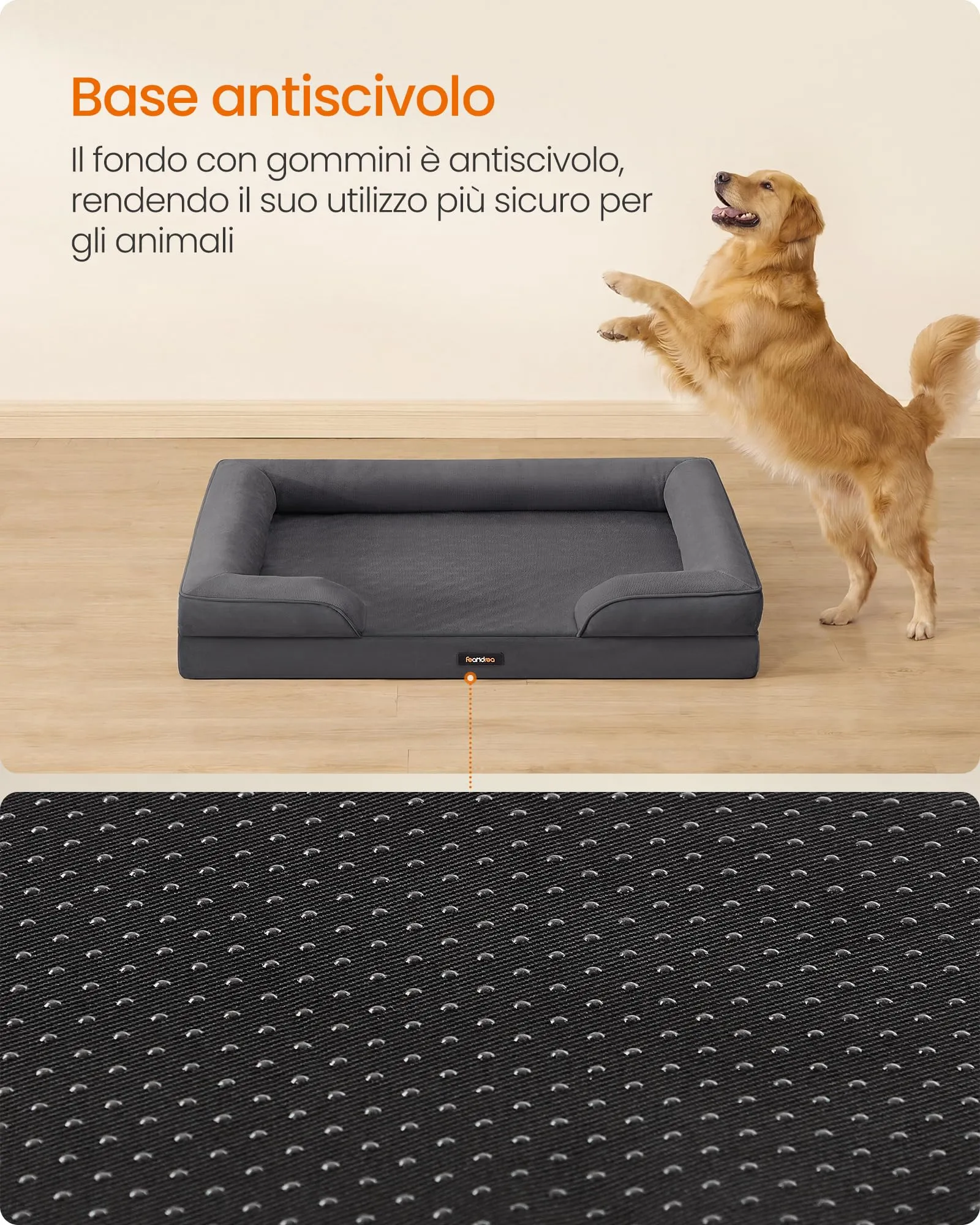 Feandrea Cuccia Ortopedica per Cani in Flanella, 112 x 81 x 17 cm - immagine 8