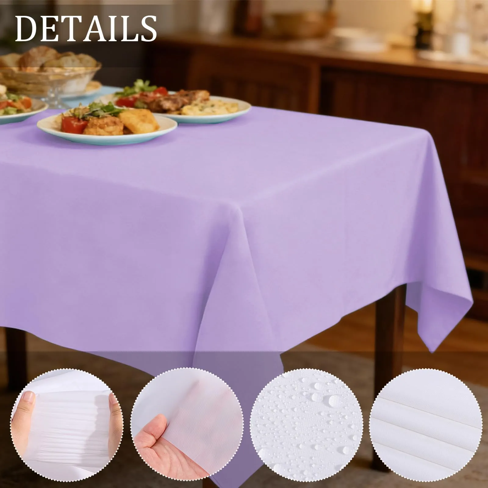 YAAVAAW Tovaglia in plastica viola per tavolo rettangolare, 137 x 274 cm, usa e getta, set da 4 pezzi - immagine 3