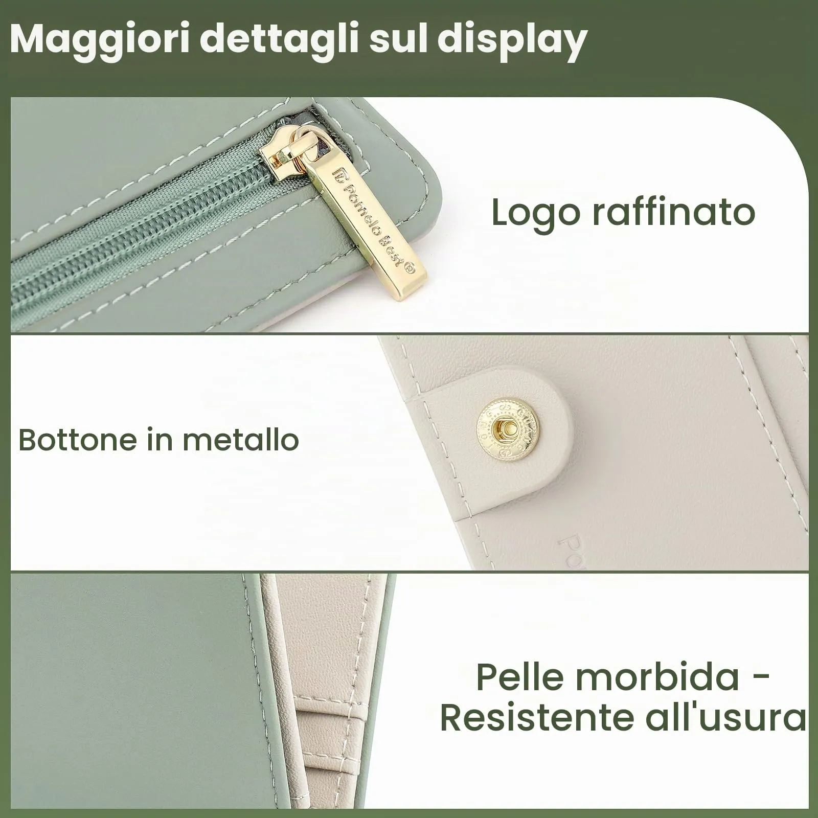Pomelo Best Portafoglio da Donna Piccolo in Pelle PU con Blocco RFID, Verde Avocado - immagine 6