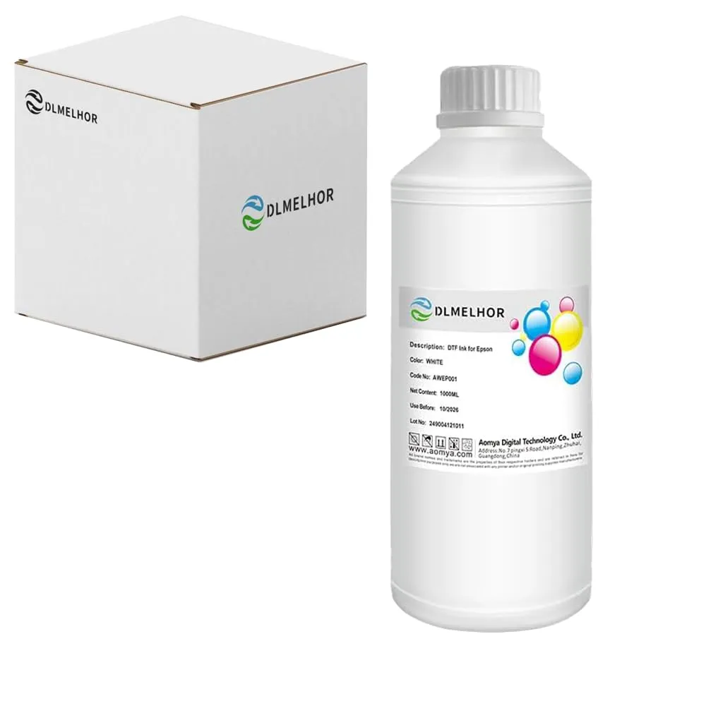 DLMELHOR Inchiostro DTF Bianco Premium 1000ml per stampanti L800, L1800, L805, R1390, I4720, I3200, XP600 - immagine 1