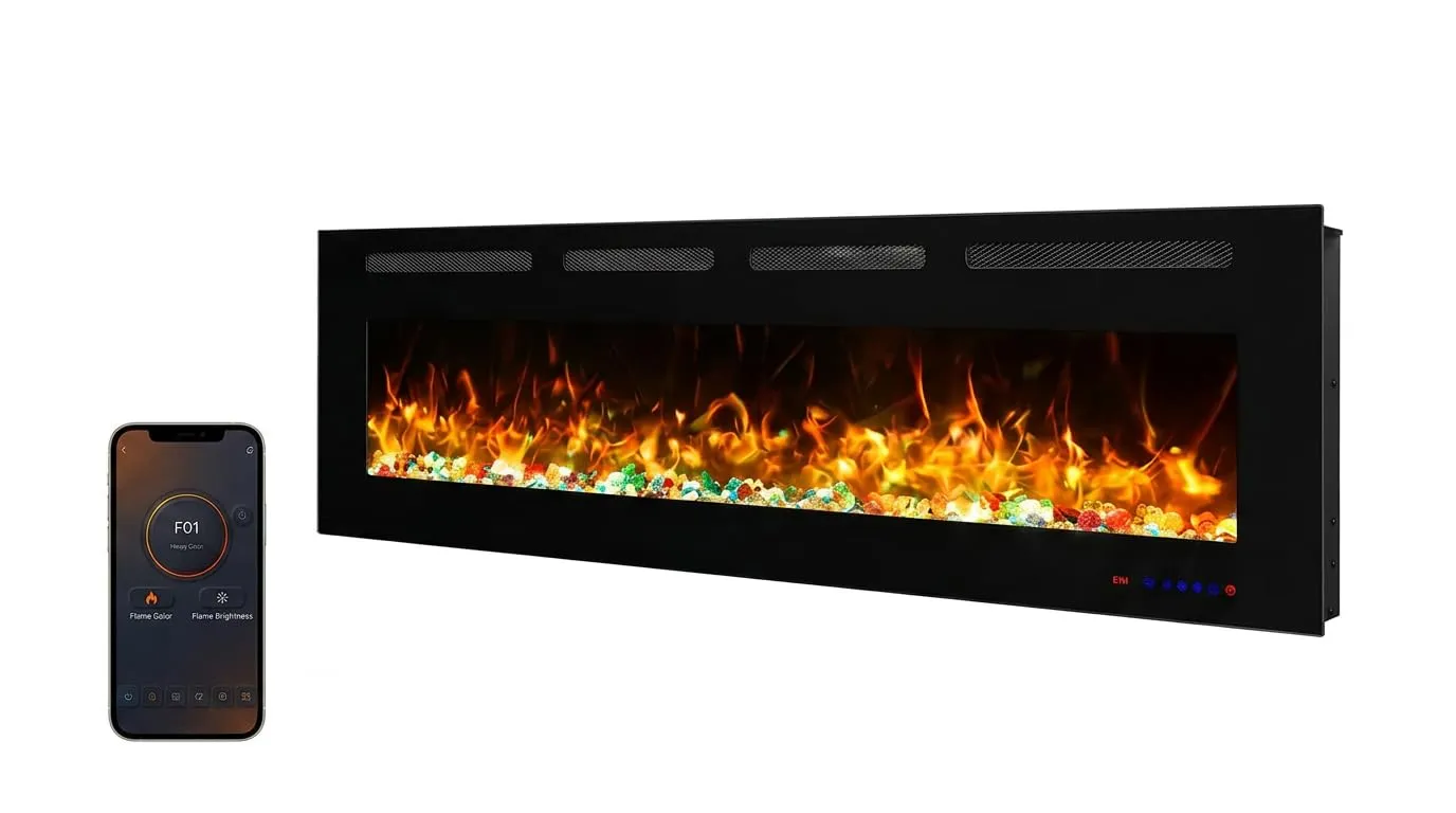Weka Fireplace Camino Elettrico a Parete WiFi 107cm, 750/1500W EF42RB - immagine 4