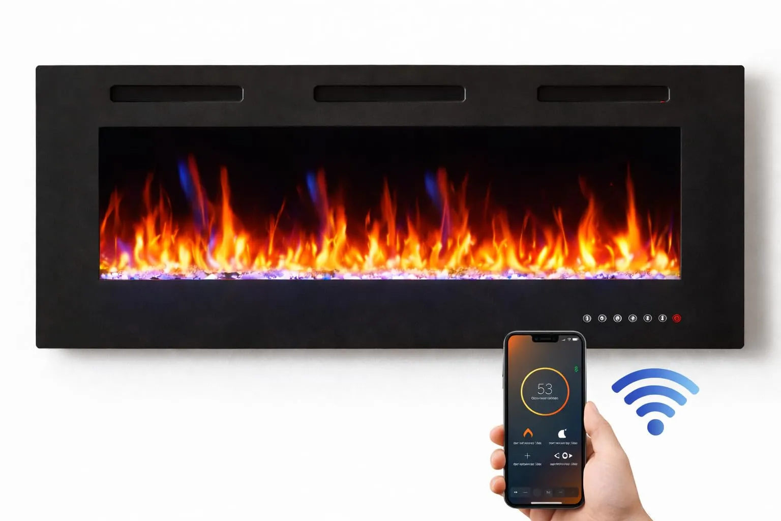 Weka Fireplace Camino Elettrico a Parete WiFi 107cm, 750/1500W EF42RB - immagine 8