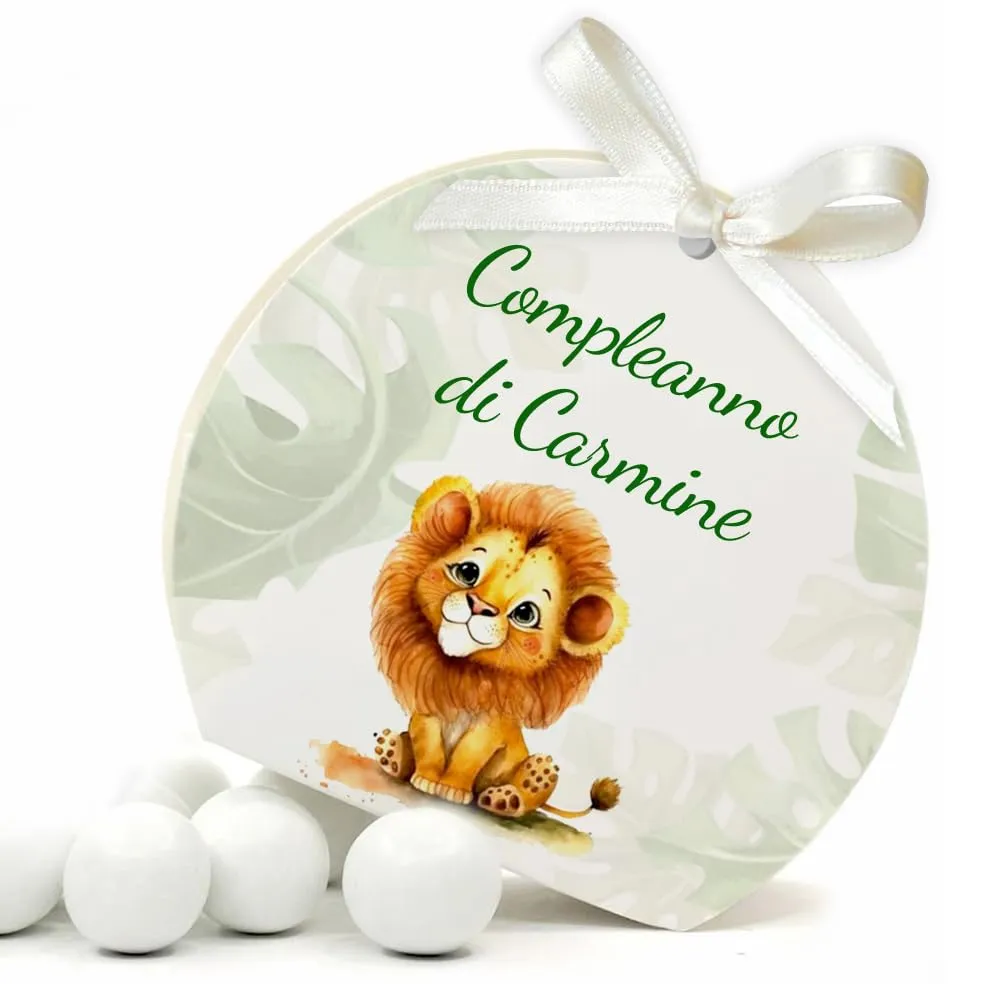 Mr Pubblicità - 30 Scatoline Portaconfetti con Nastrini Personalizzate (Leoncino) - immagine 1