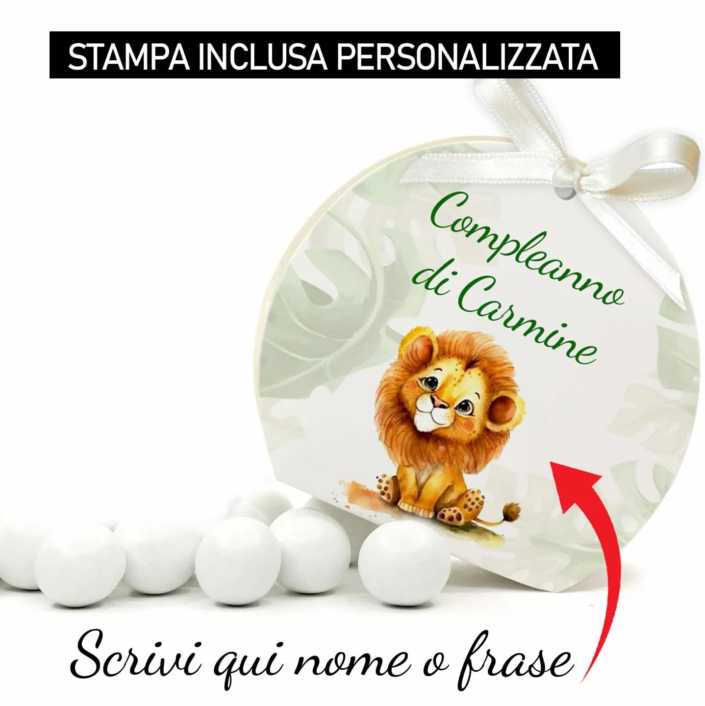 Mr Pubblicità - 30 Scatoline Portaconfetti con Nastrini Personalizzate (Leoncino) - immagine 2